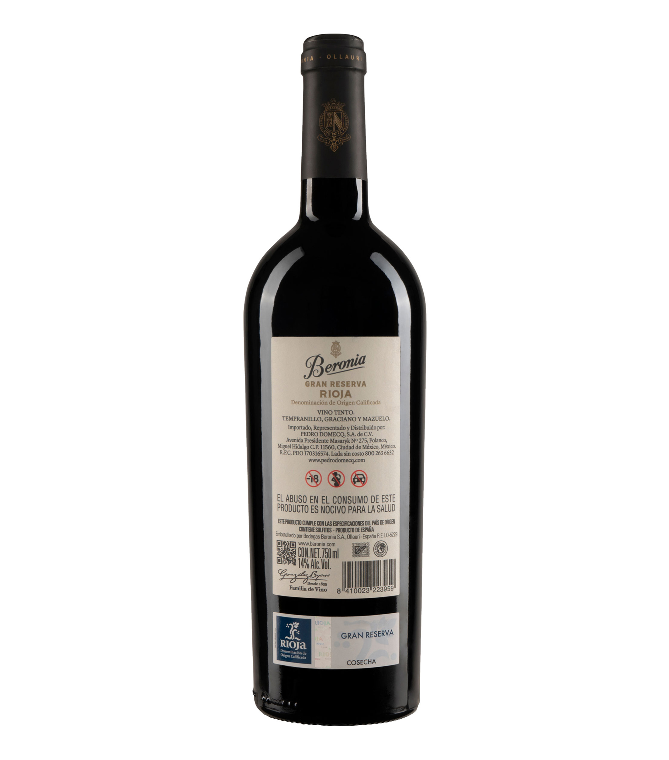 Vino Tinto Tempranillo Gran Reserva, 750 ml