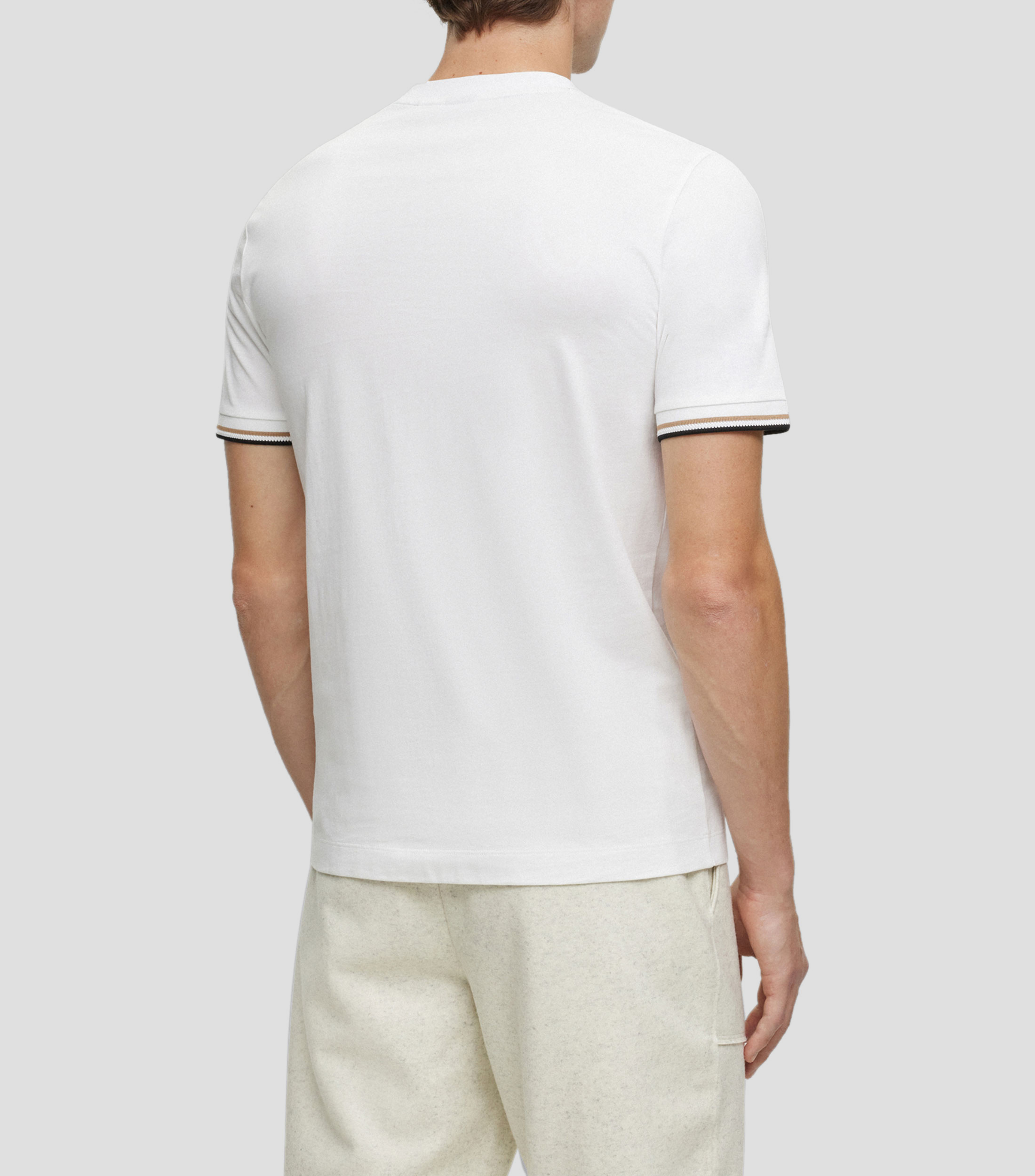 Playera de algodón con raya característica en los puños Hombre