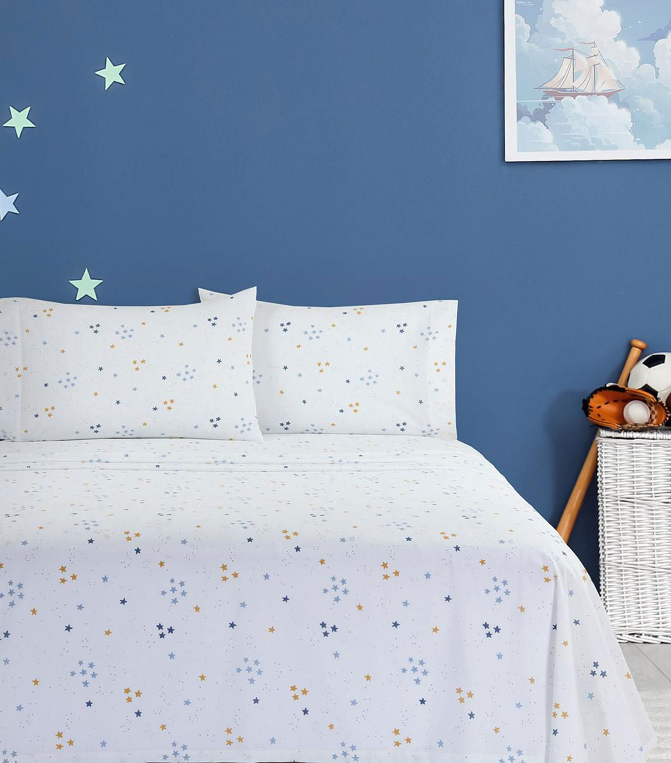 Juego de sábanas matrimonial Kids Starline blanco