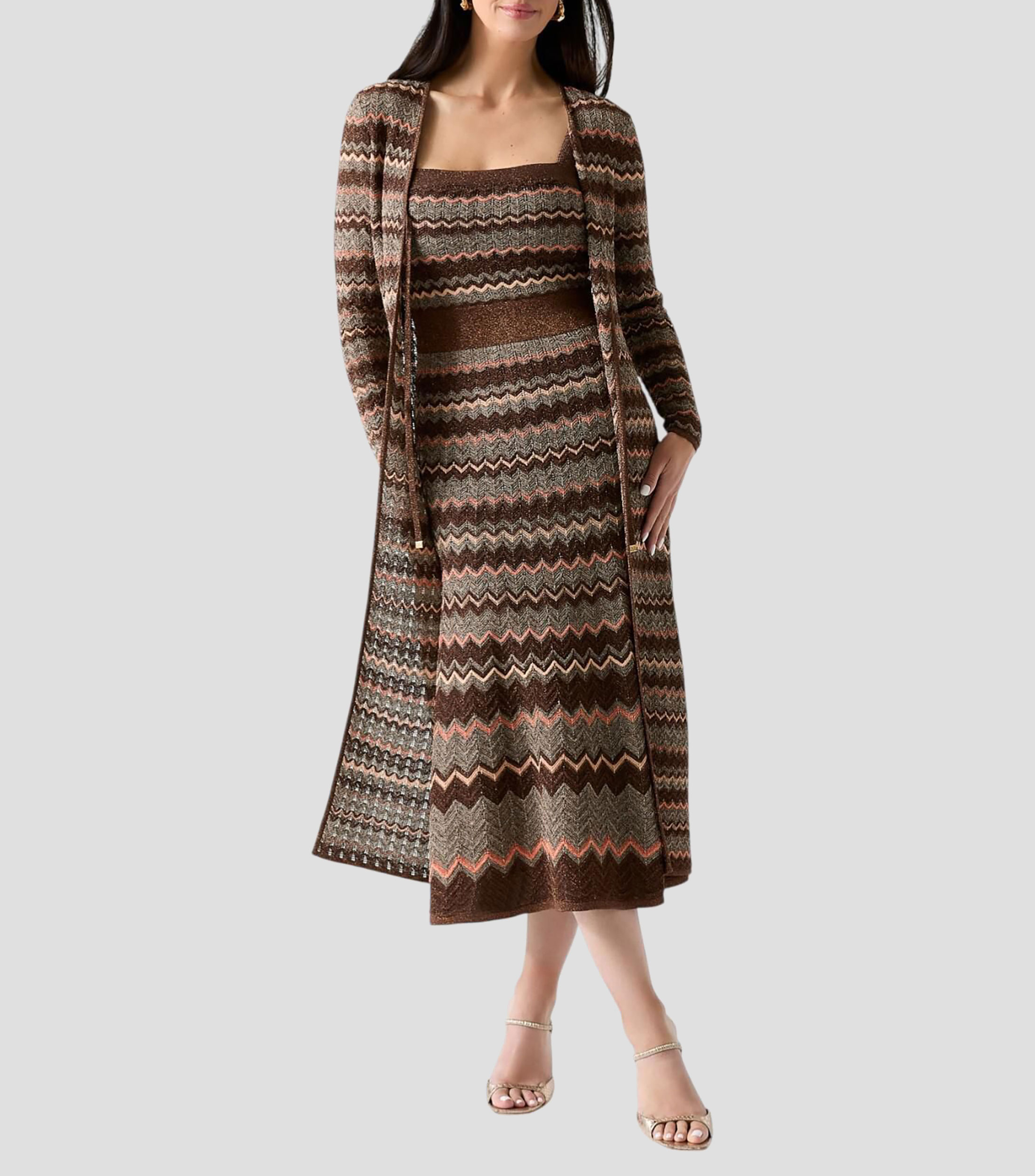Vestido midi jaspeado Mujer