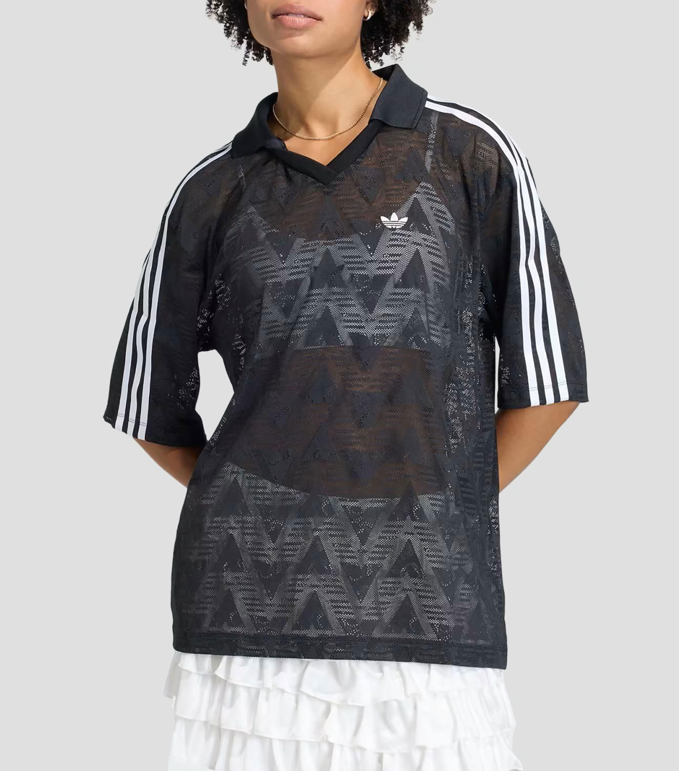 Playera tipo polo con manga corta estampada Mujer