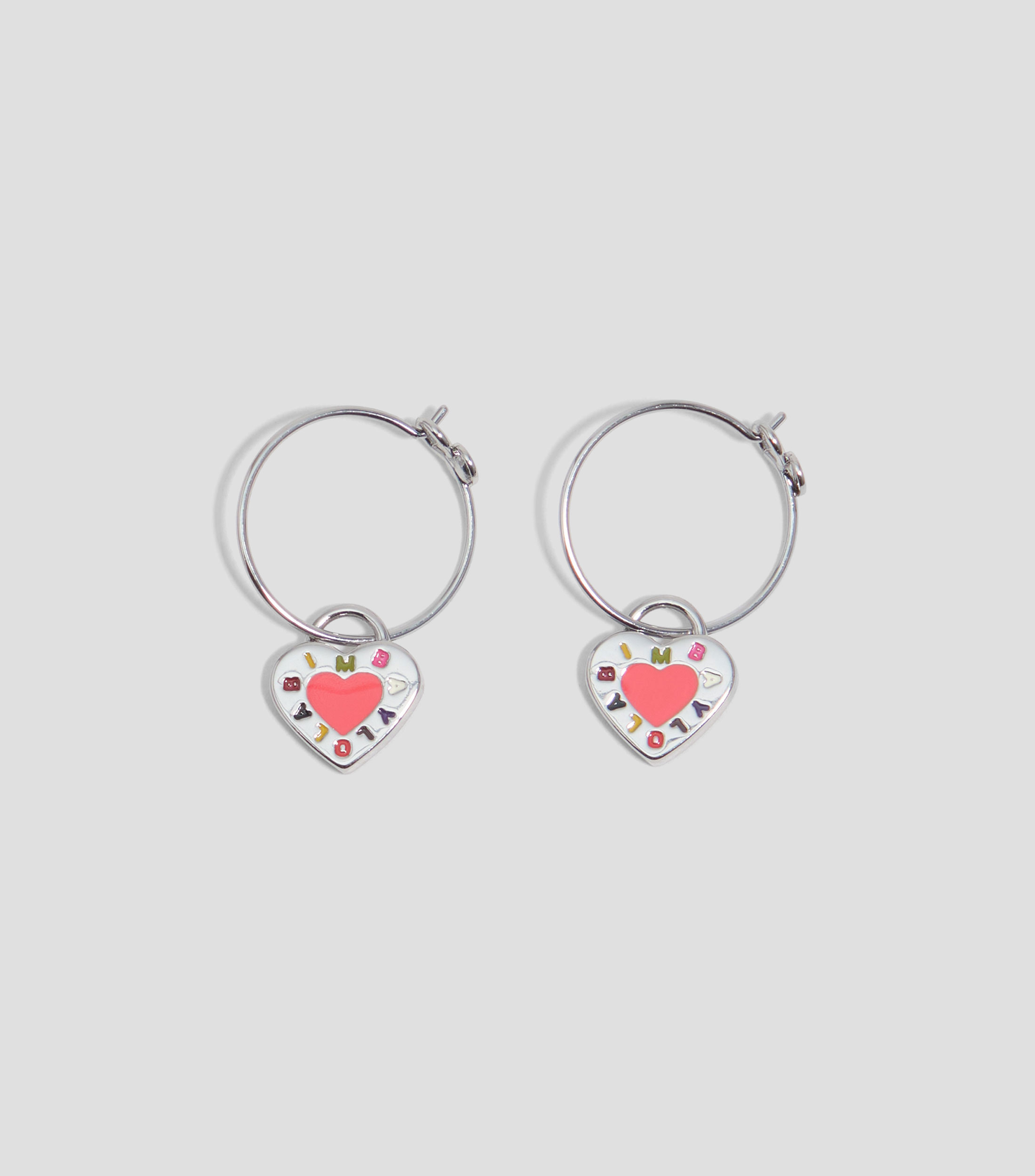 Pendientes aro logo corazón coral Mujer