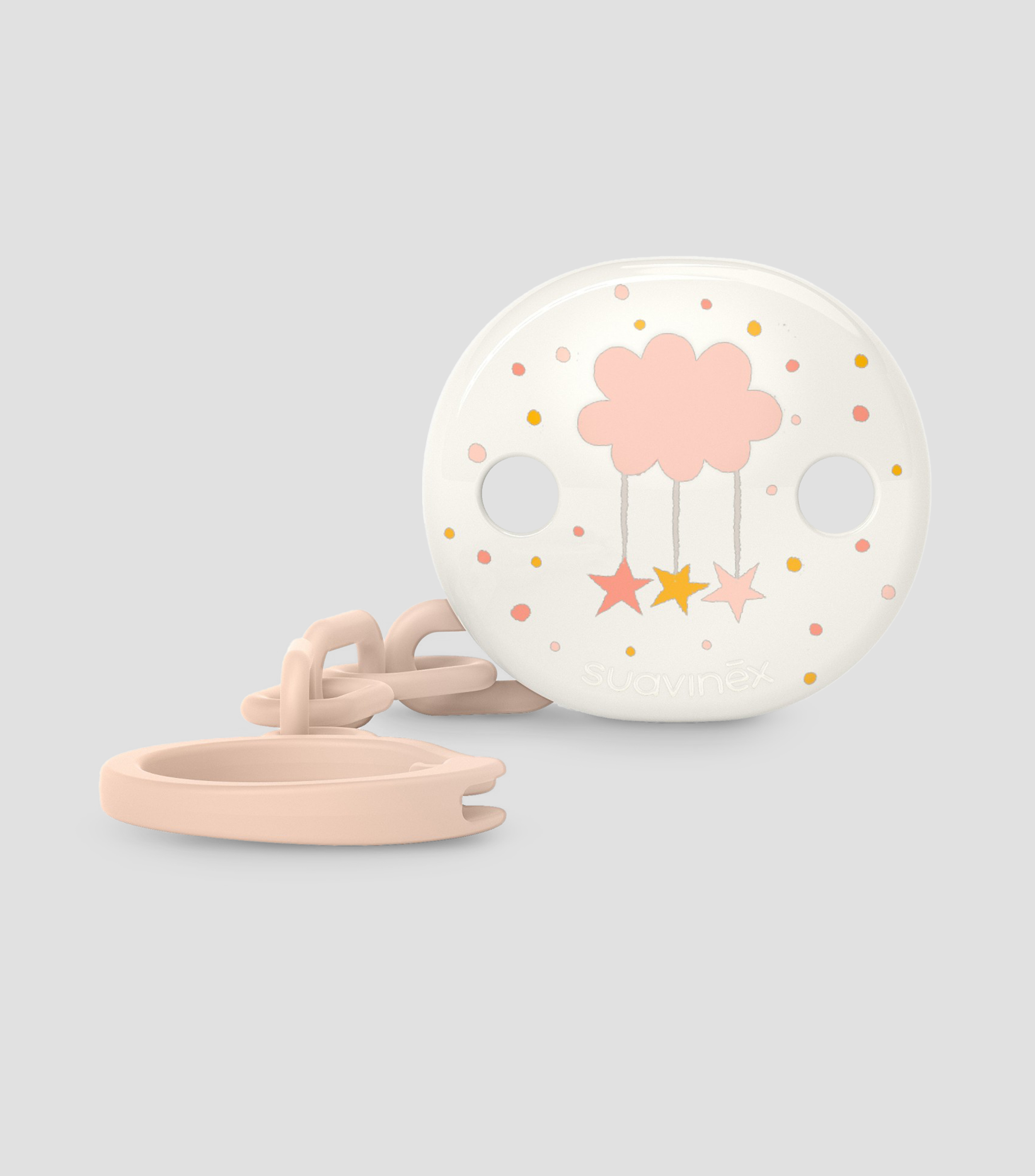Broche sujeta chupón nube rosa