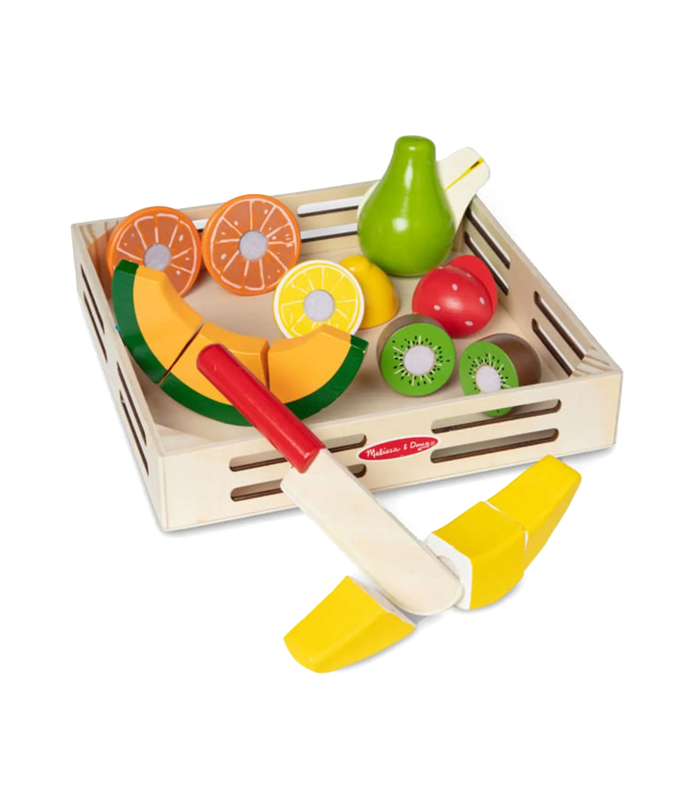 Set de frutas de madera para cortar