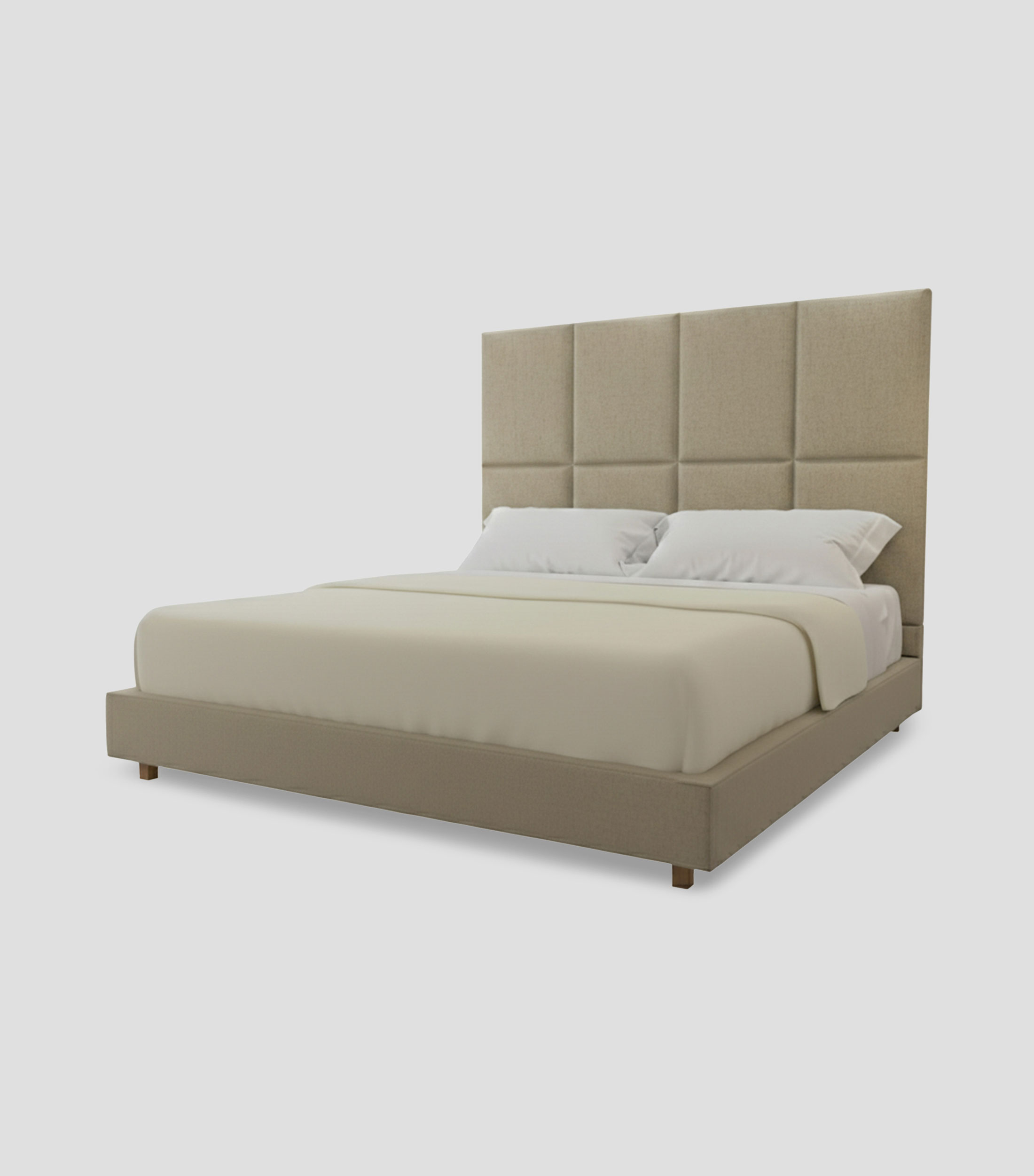 Cama King Size Textured Linen perla en madera