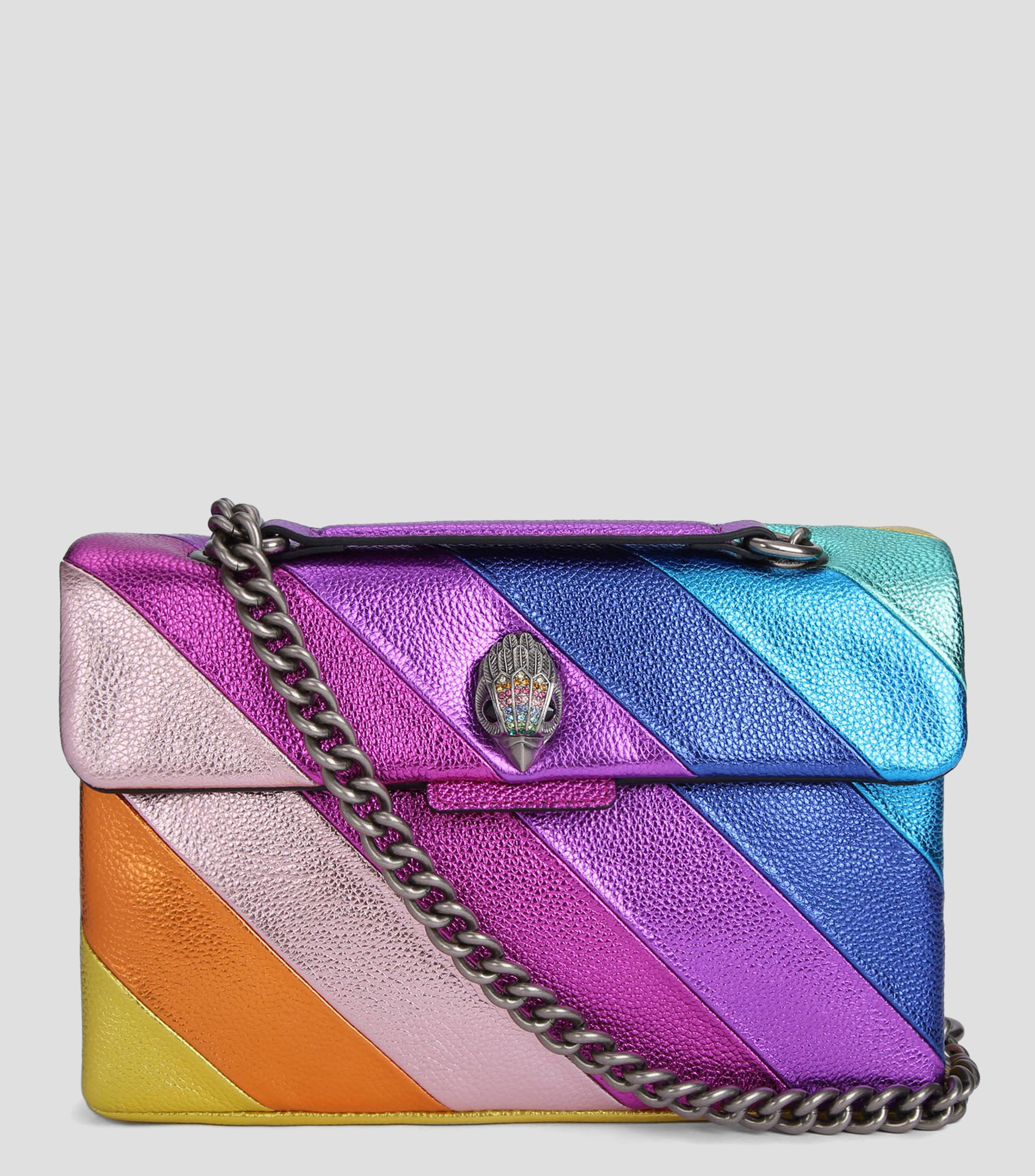 Bolso crossbody en piel con rayas