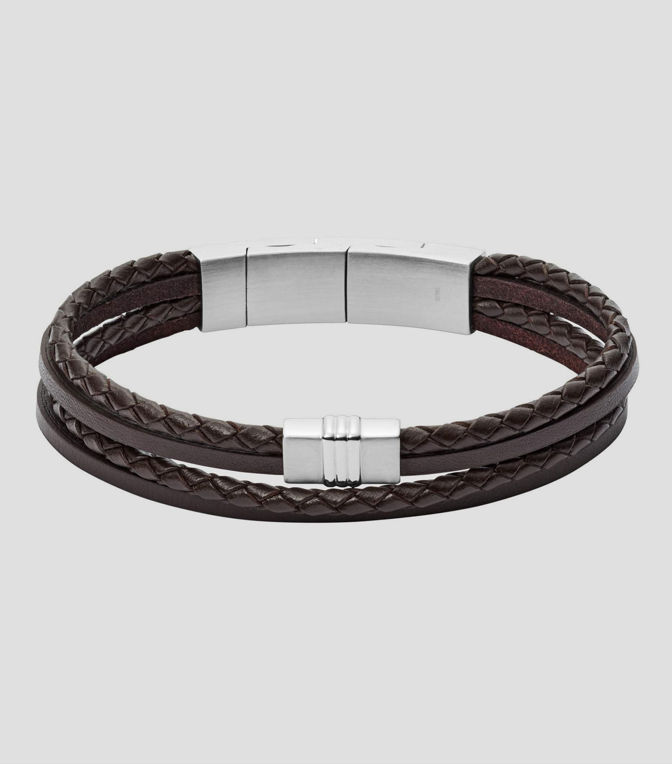 Pulsera de doble vuelta en piel Hombre