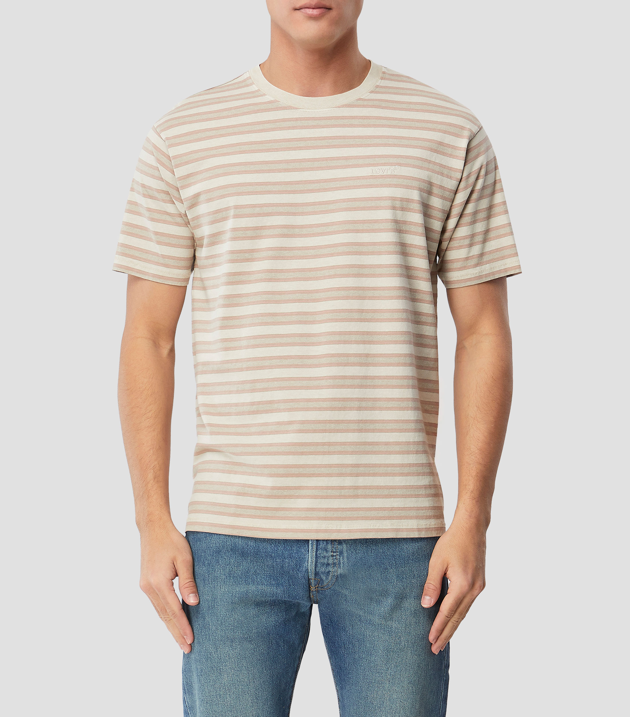 Playera cuello redondo manga corta a rayas Hombre