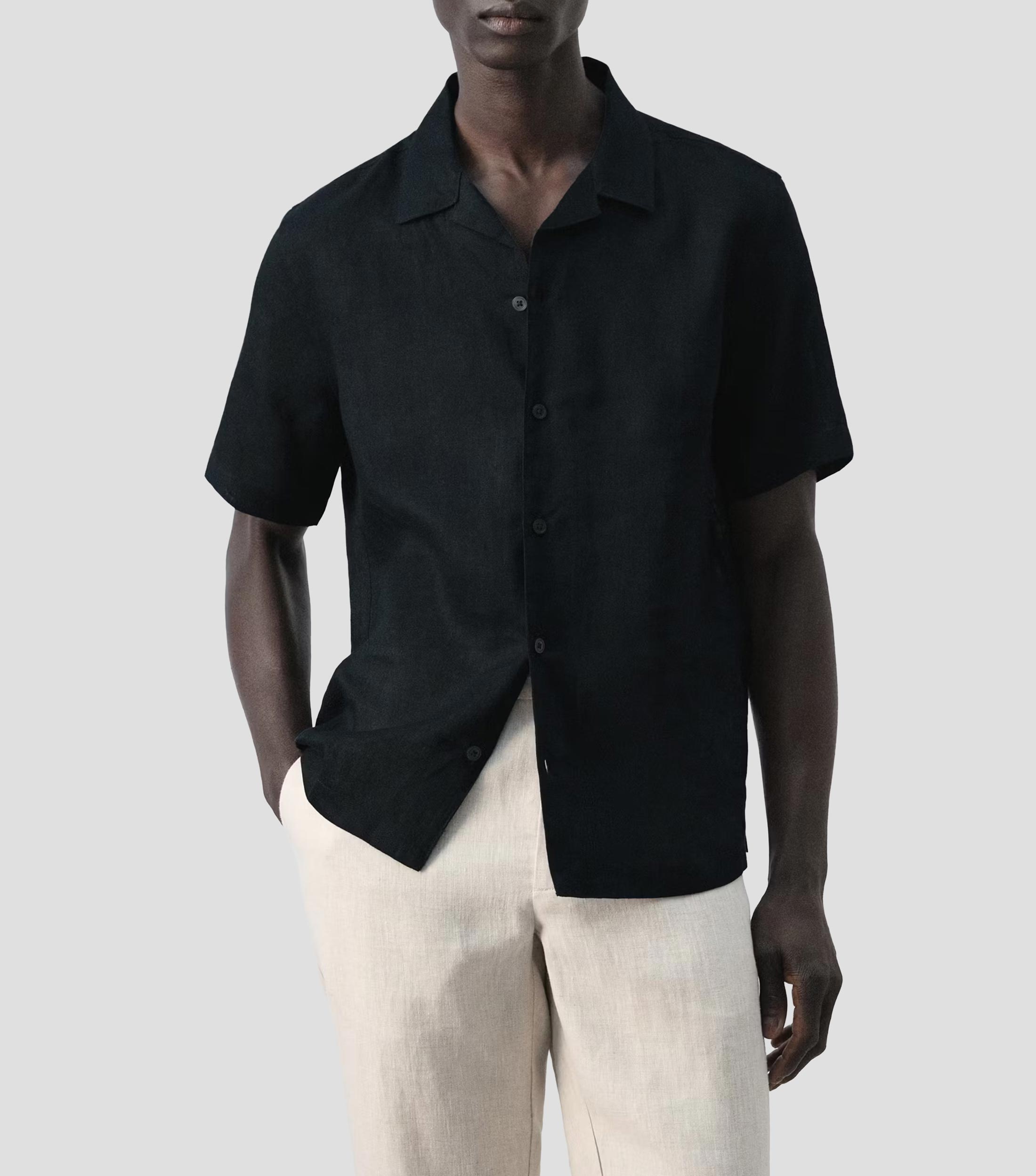 Camisa lisa Manga Corta Hombre