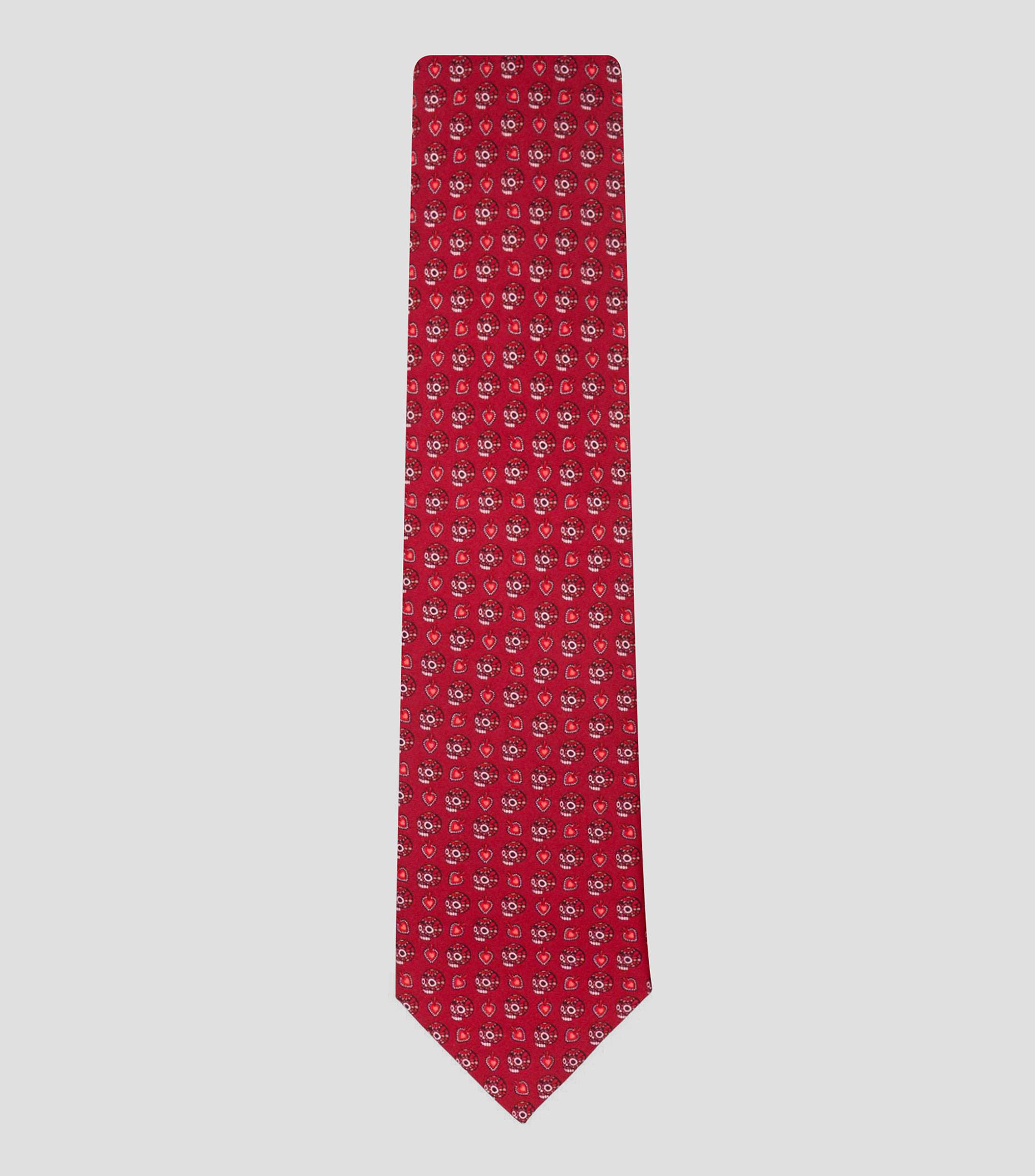 Corbata ancha de seda vino estampada Día de Muertos Calaverita