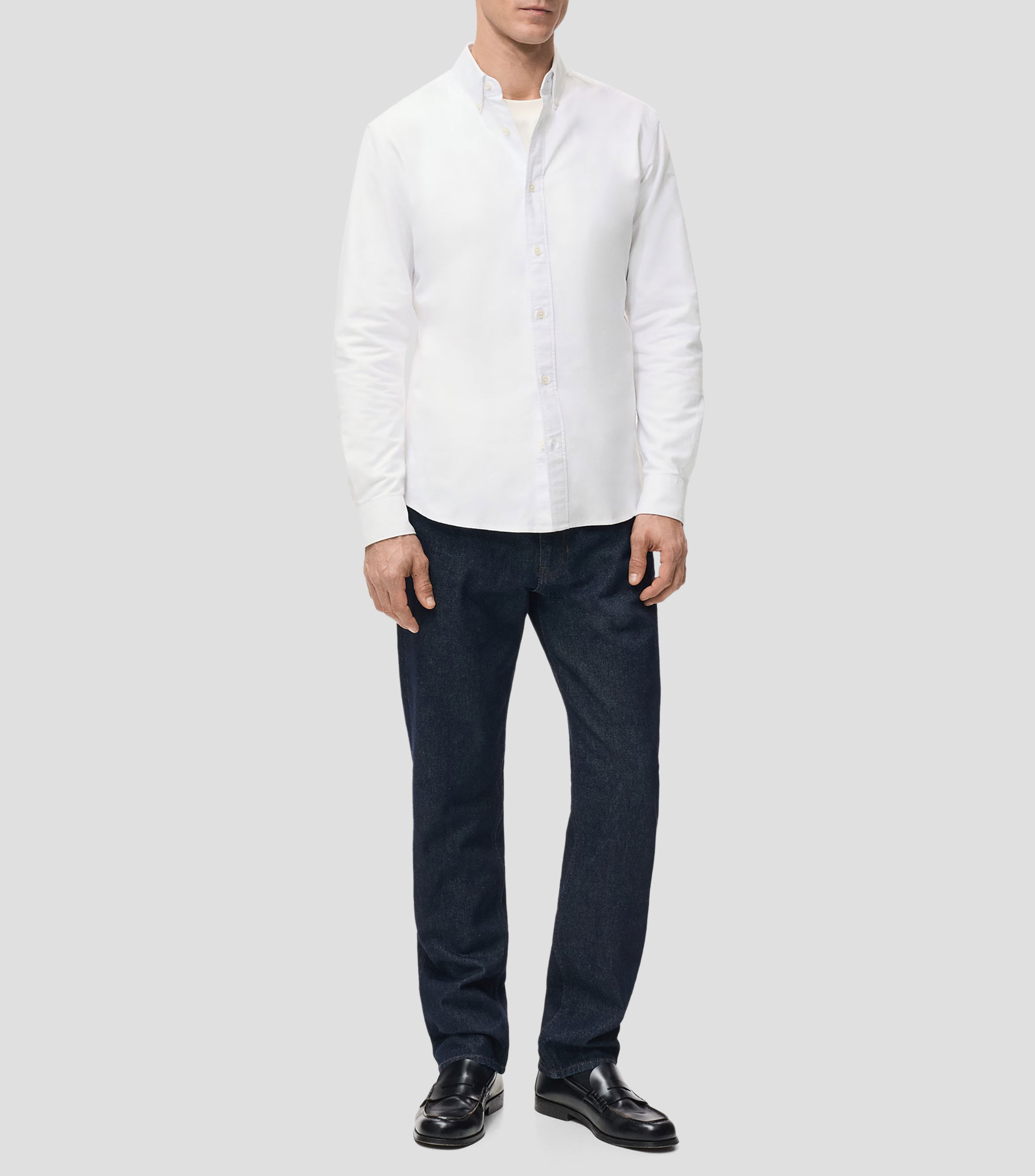 Camisa liso manga larga Hombre