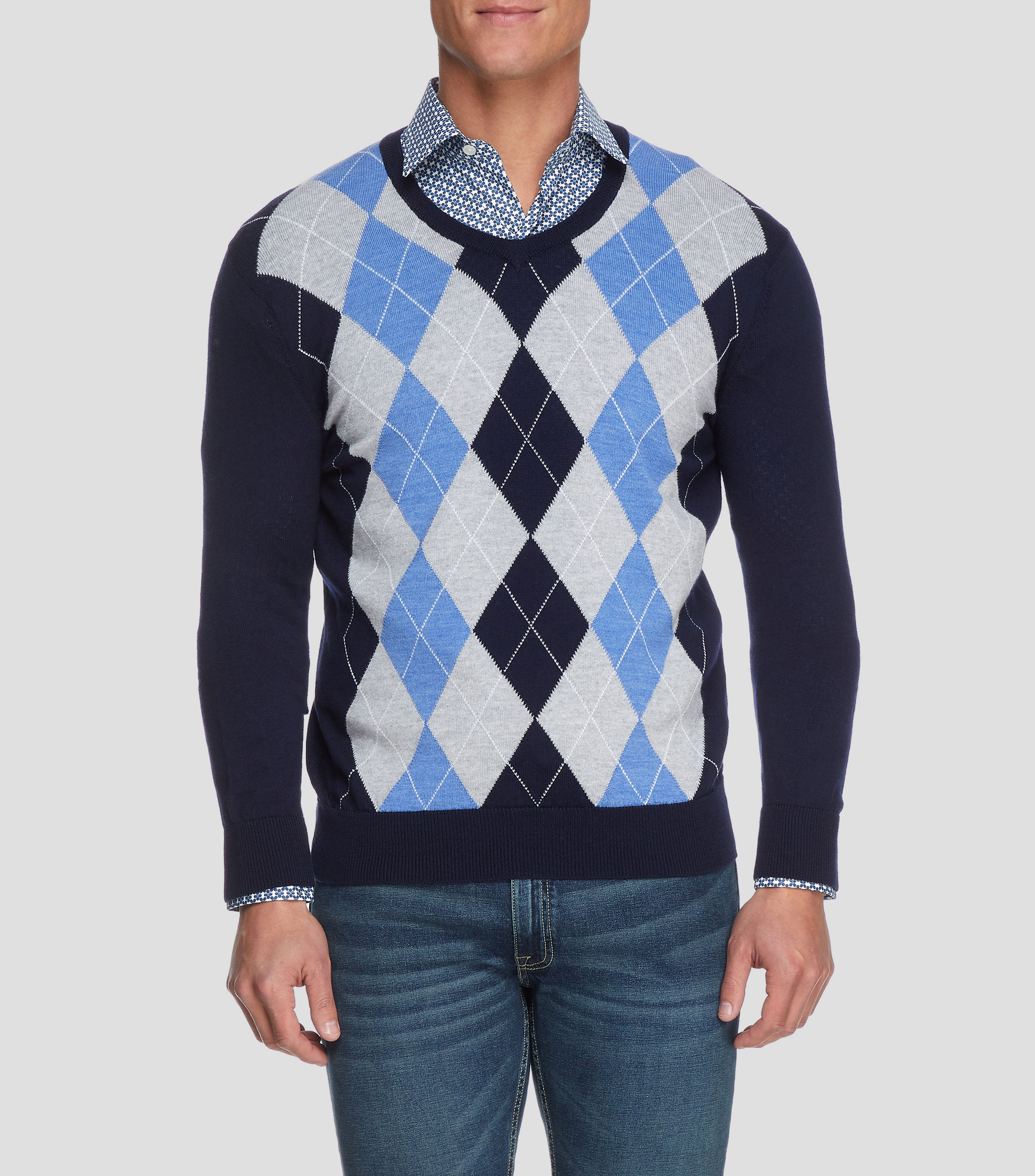 Sueter Tejido Chaleco Rombos Hombre Varosco Suéter Cuello V Con