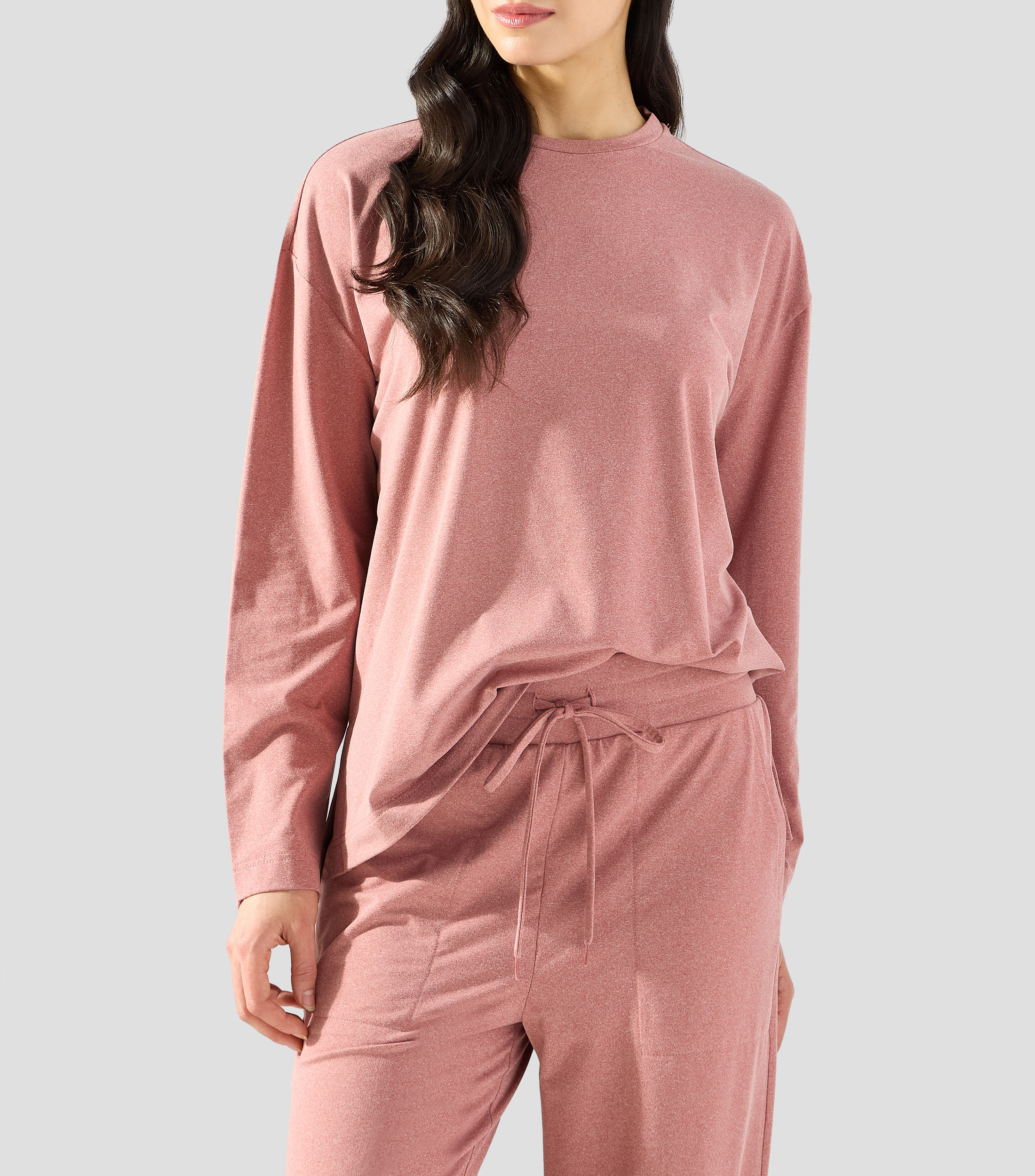Playera cuello redondo manga larga jaspeada UNWIND by Epsilon Mujer