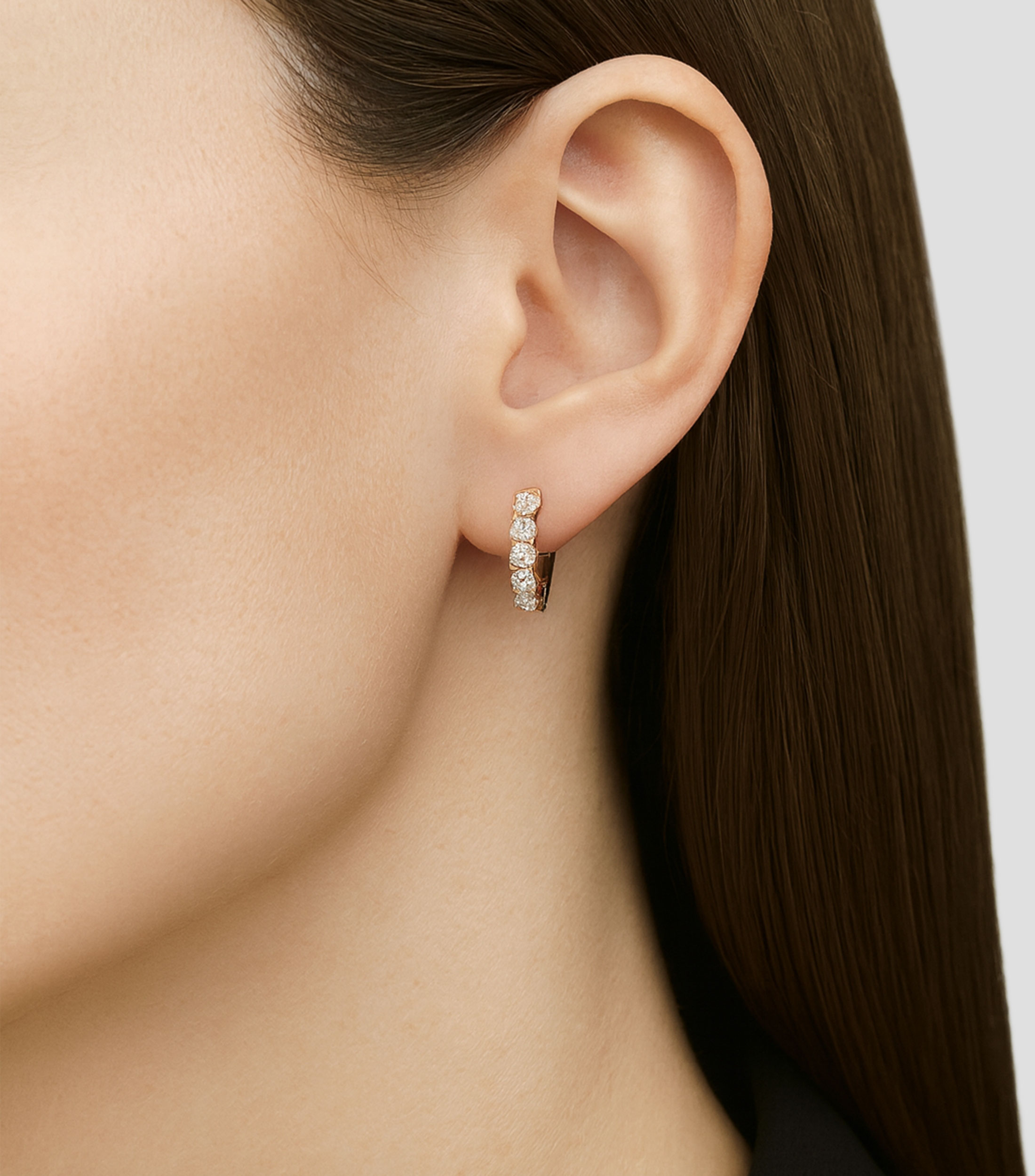 Aretes en oro rosa 18 Kts con diamantes Idalia Mujer