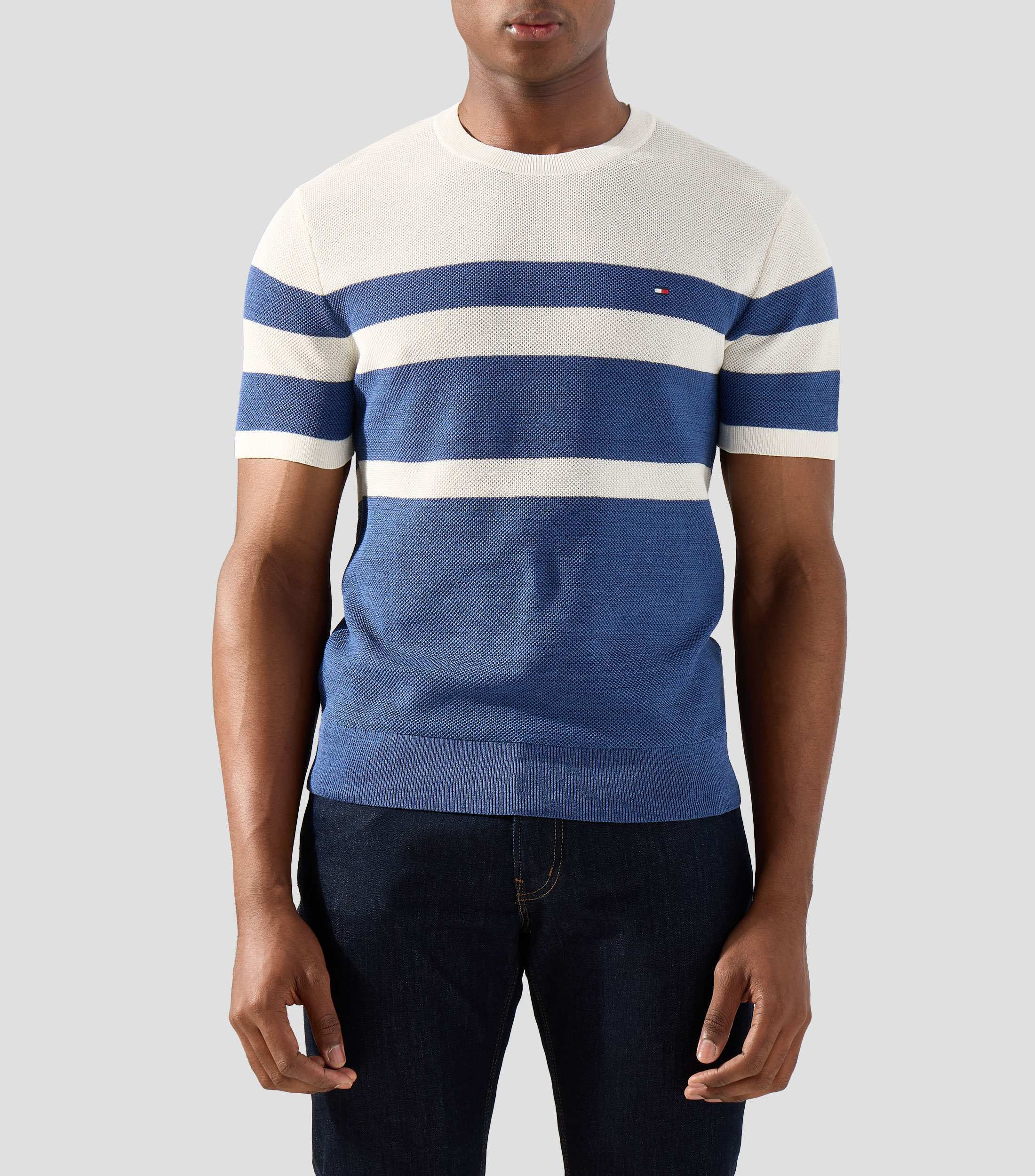 Playera cuello redondo manga corta con franjas Hombre