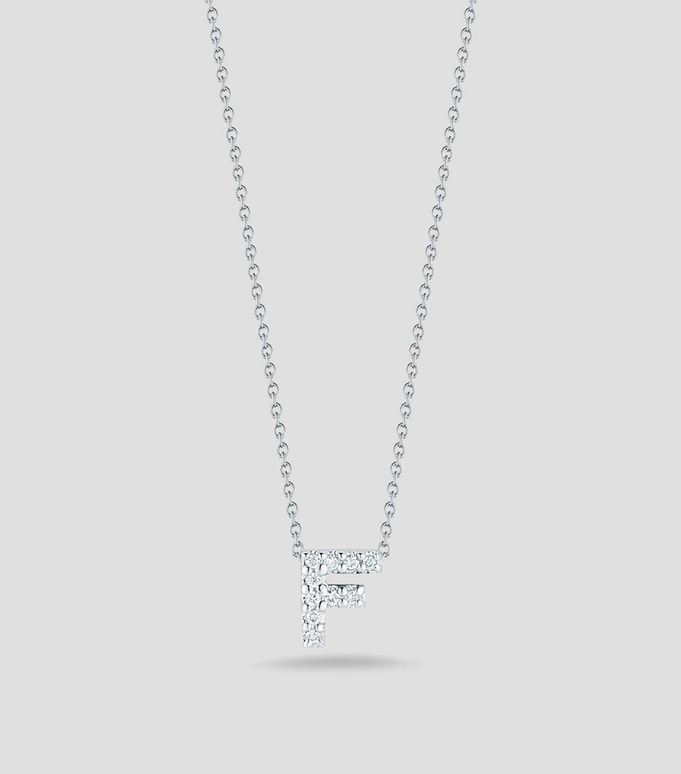 Collar letra "F" en oro blanco de 18 Kilates con diamantes Love Letter Mujer
