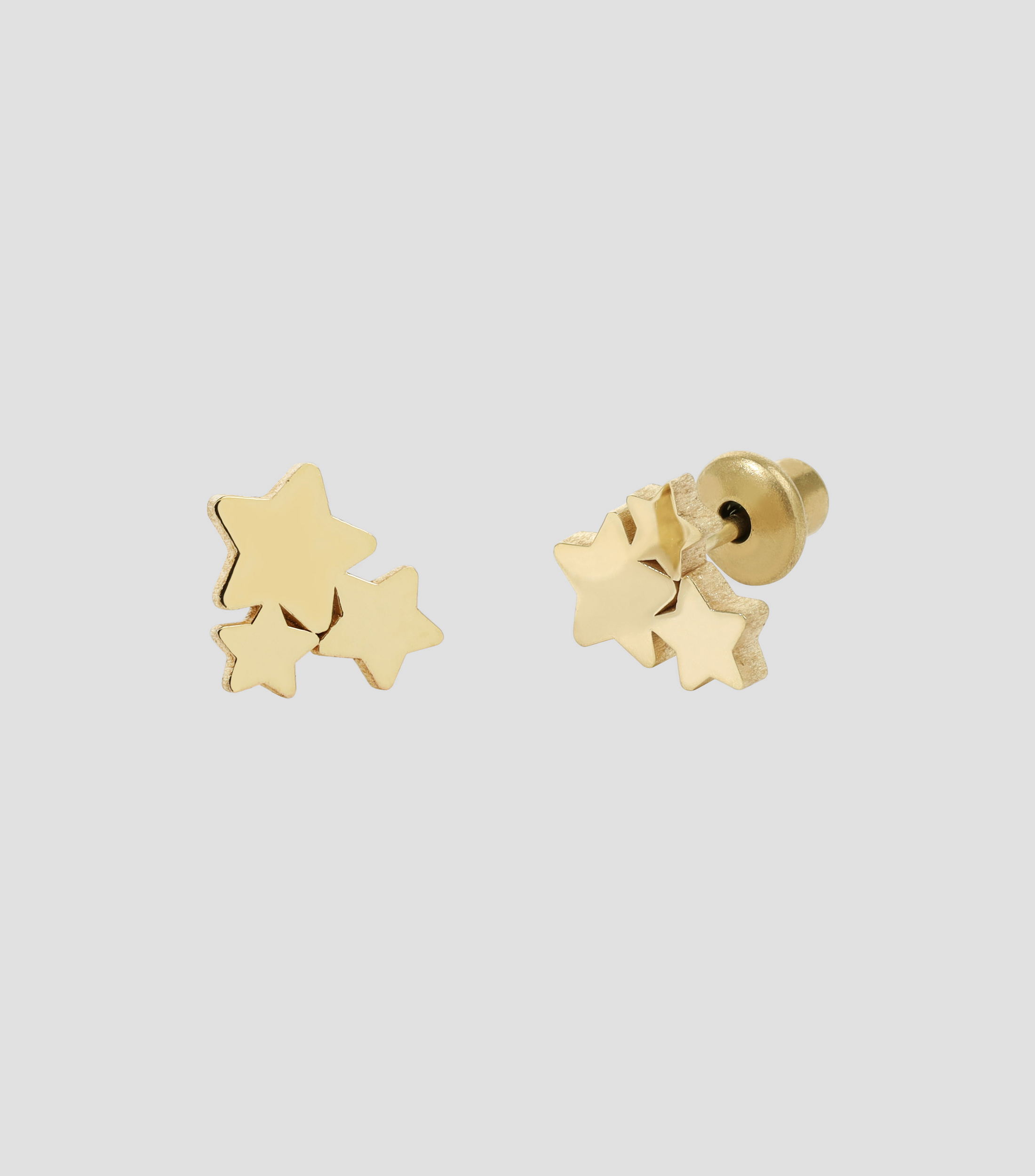 Broqueles en Oro de 14 Kilates Nature 3 Estrellas Niña