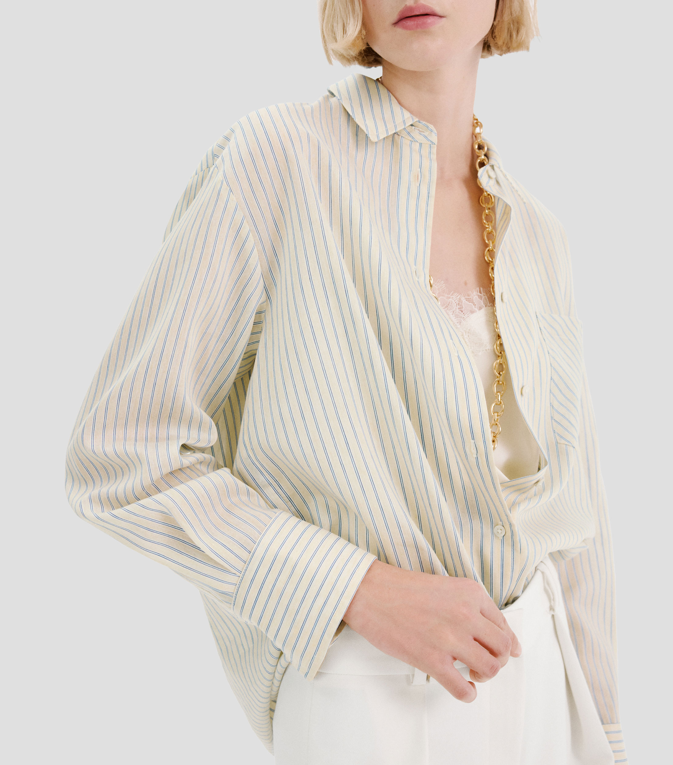 Camisa rayas manga larga Mujer