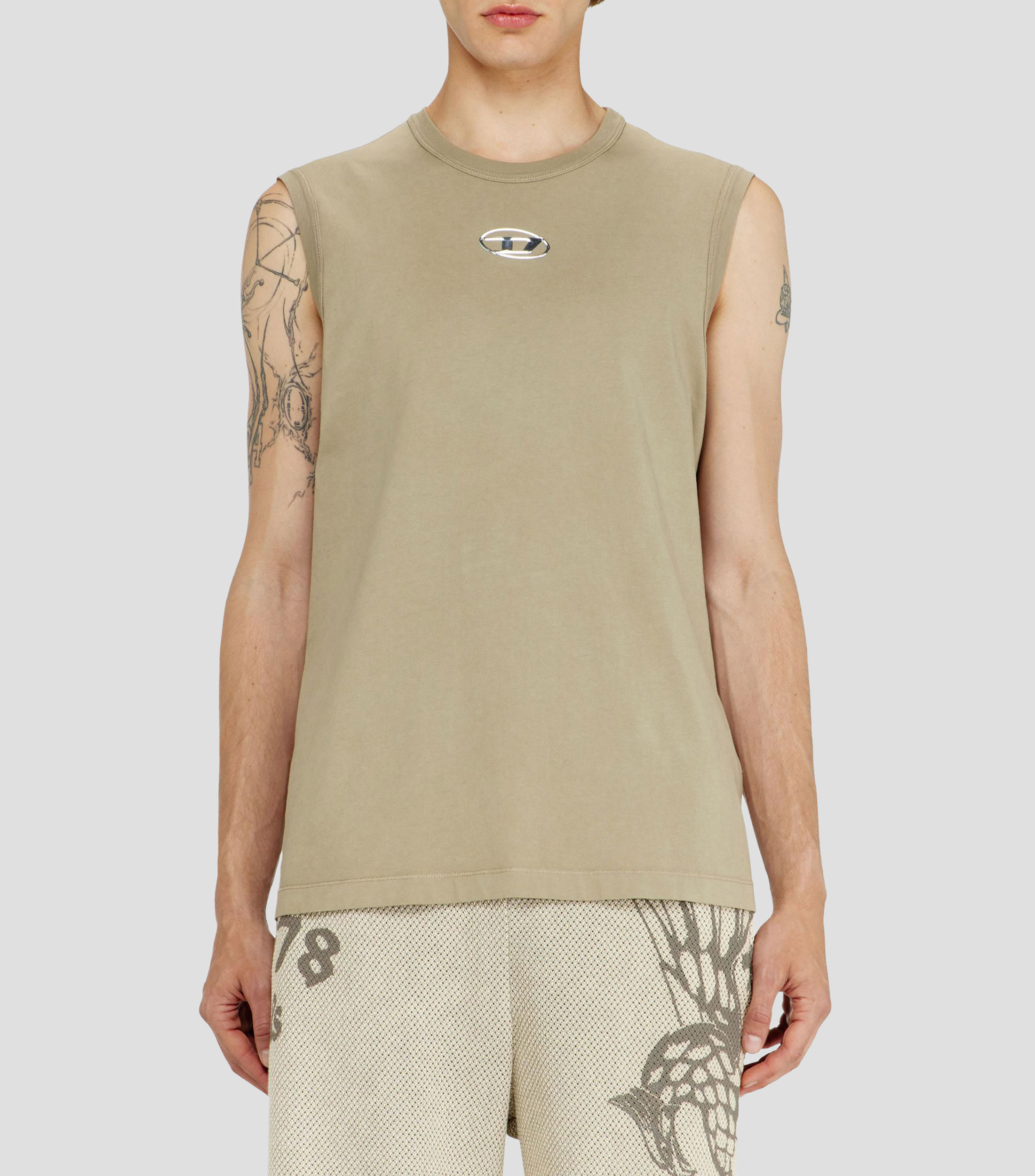 Playera cuello redondo sin mangas sólido Hombre