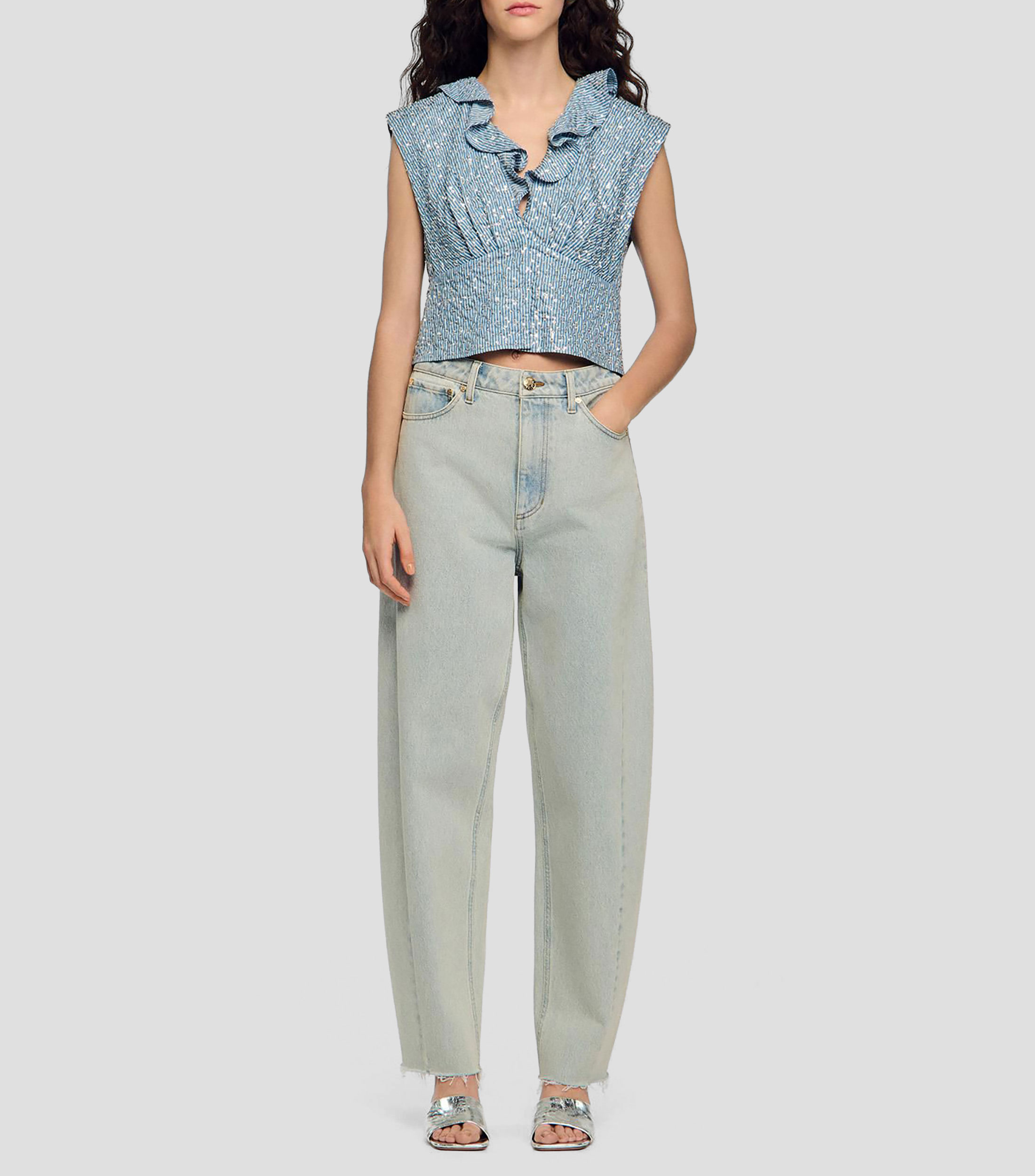 Blusa fantasía sin mangas Mujer
