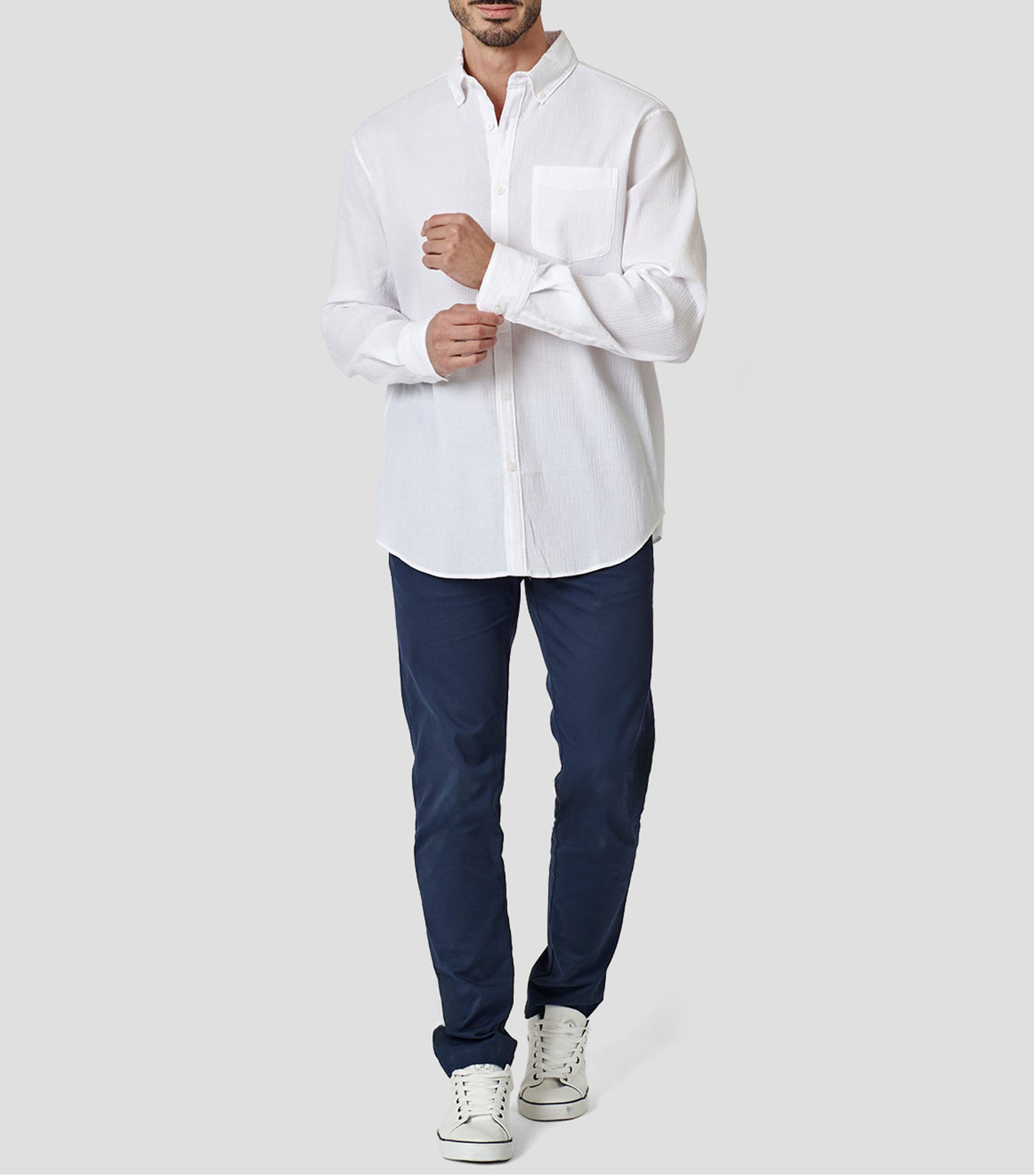 Camisa lisa manga larga Hombre