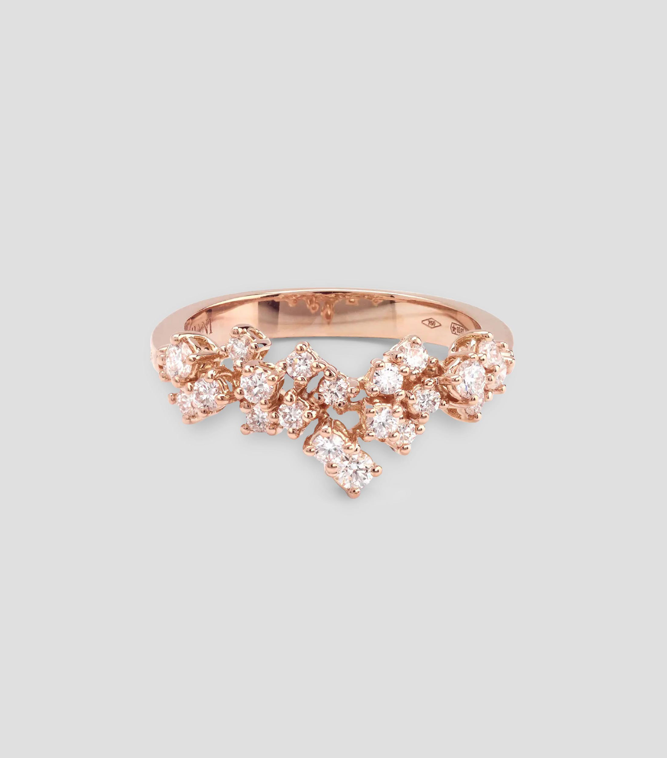 Anillo en oro rosa de 18 kilates Mimosa con diamantes Mujer