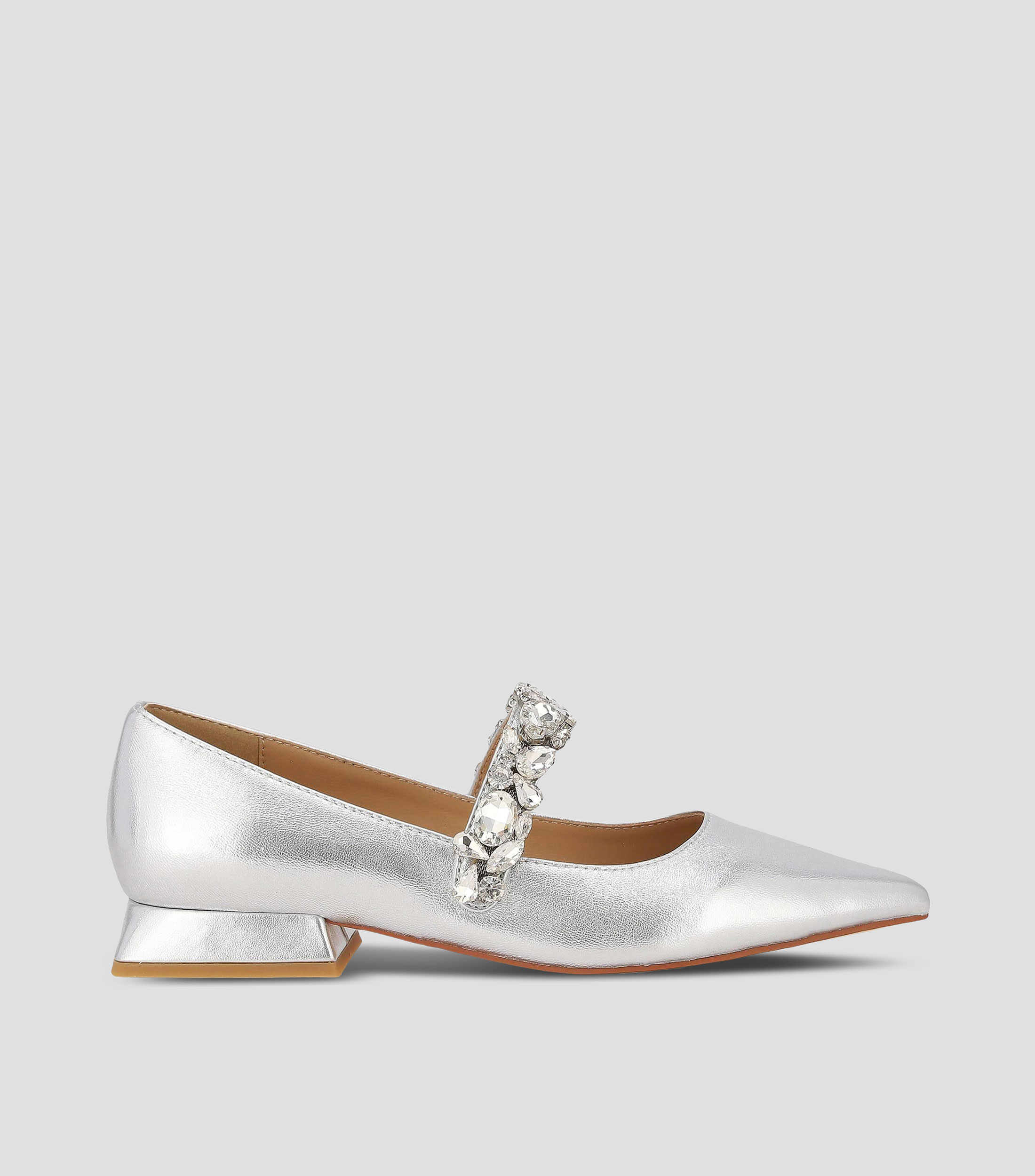 Flats en piel con tacón bajo cuadrado lisos Mujer