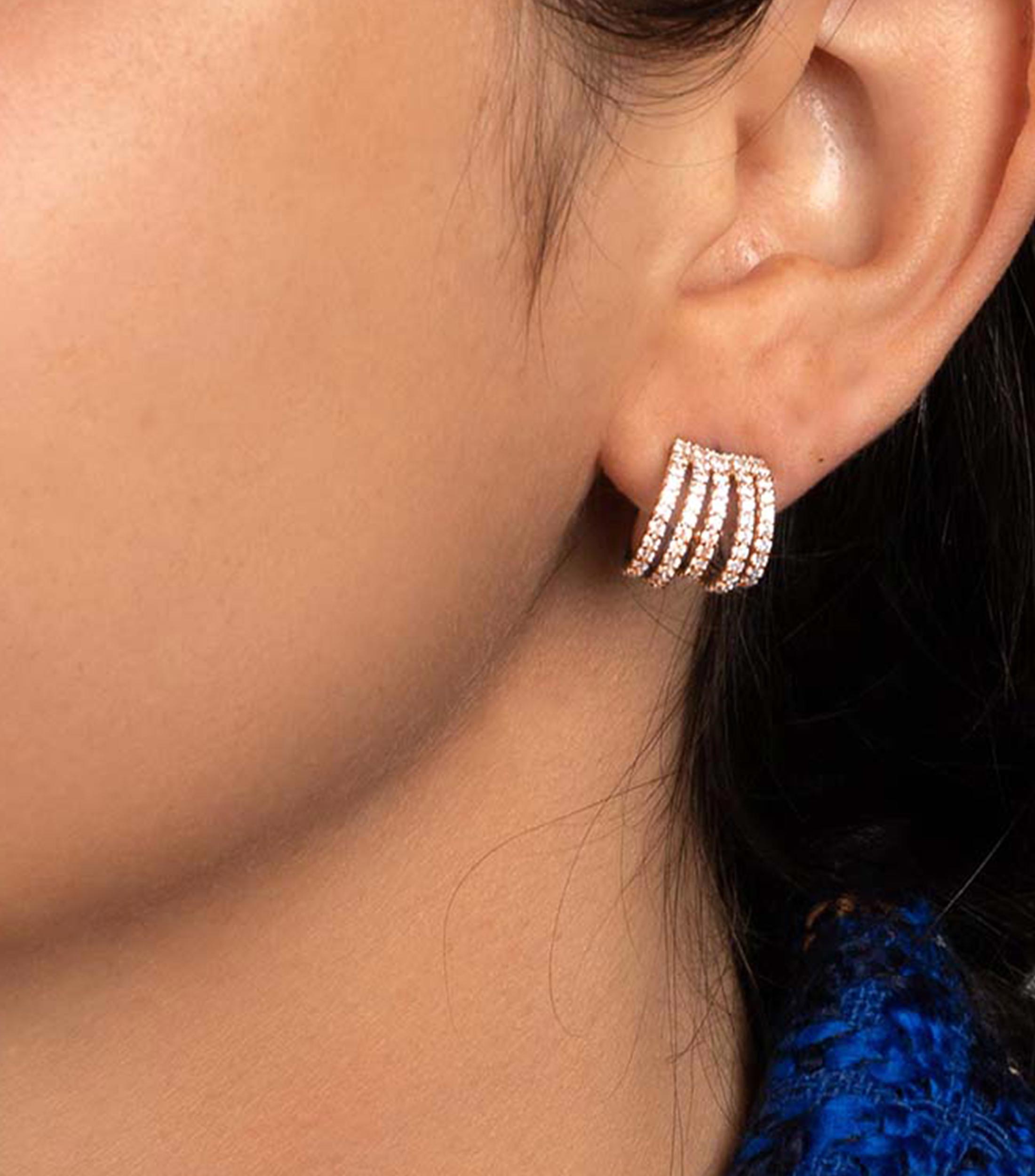 Aretes de cinco vueltas con zirconias cúbicas Croisette Unisex