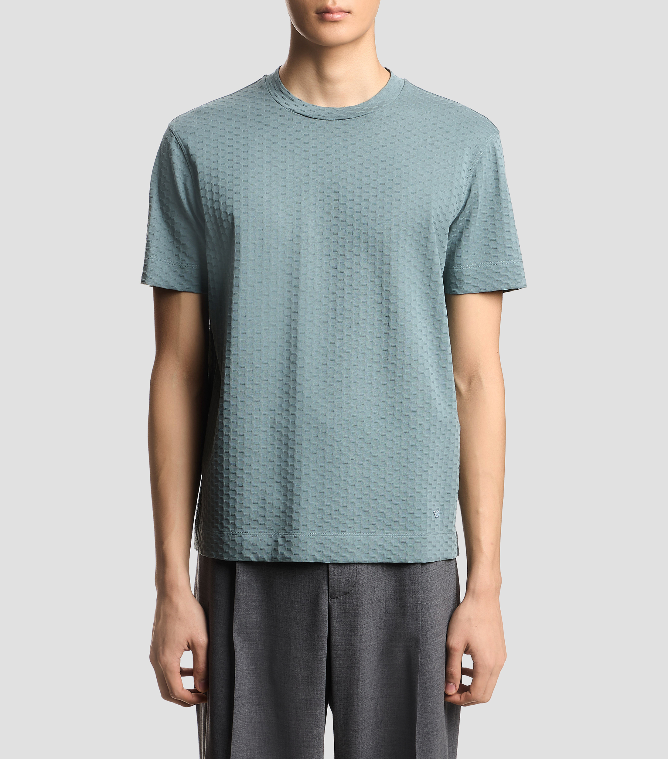 Playera de cuello redondo con manga corta lisa Hombre
