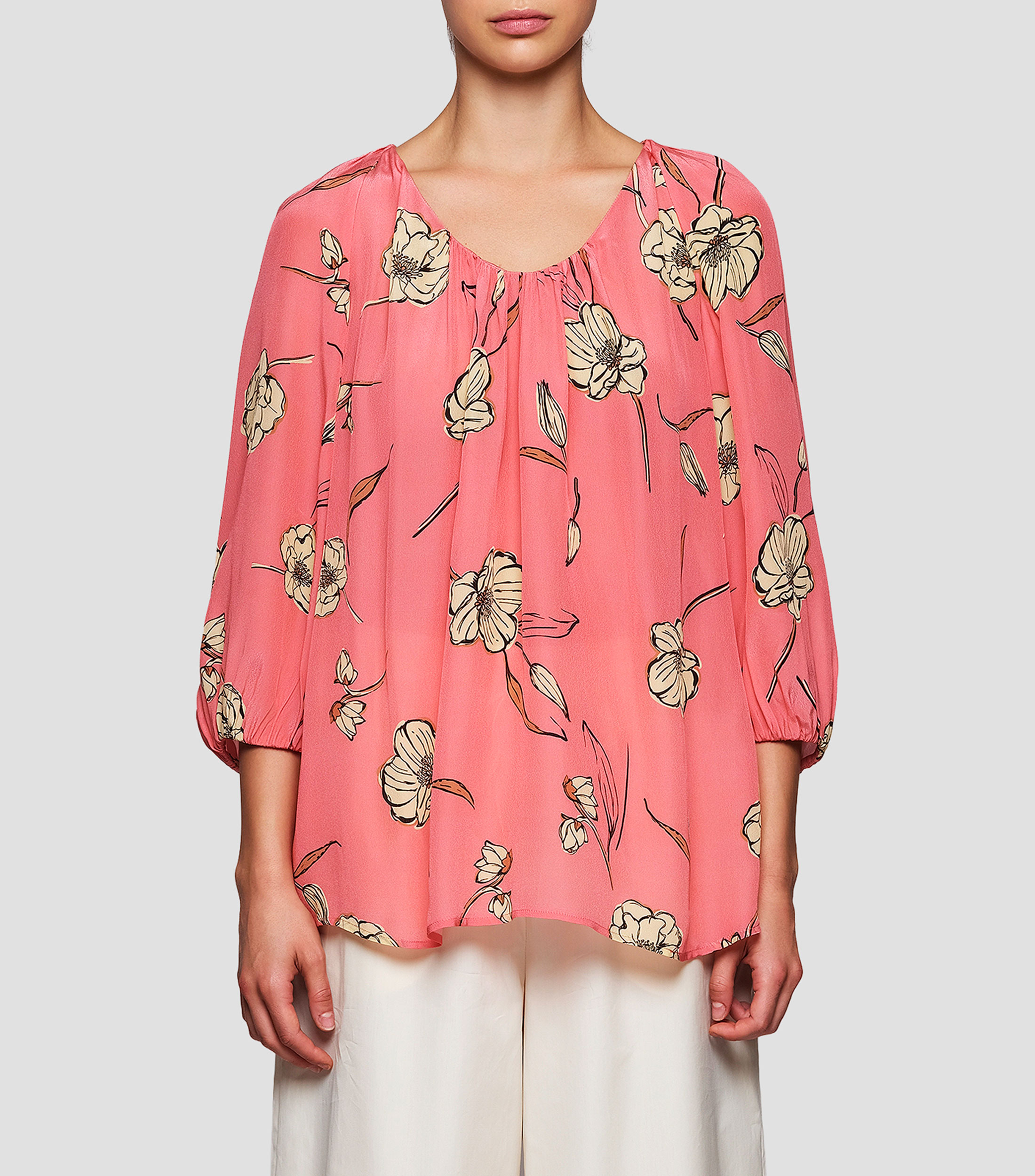 Blusa estampada manga 3/4 Mujer