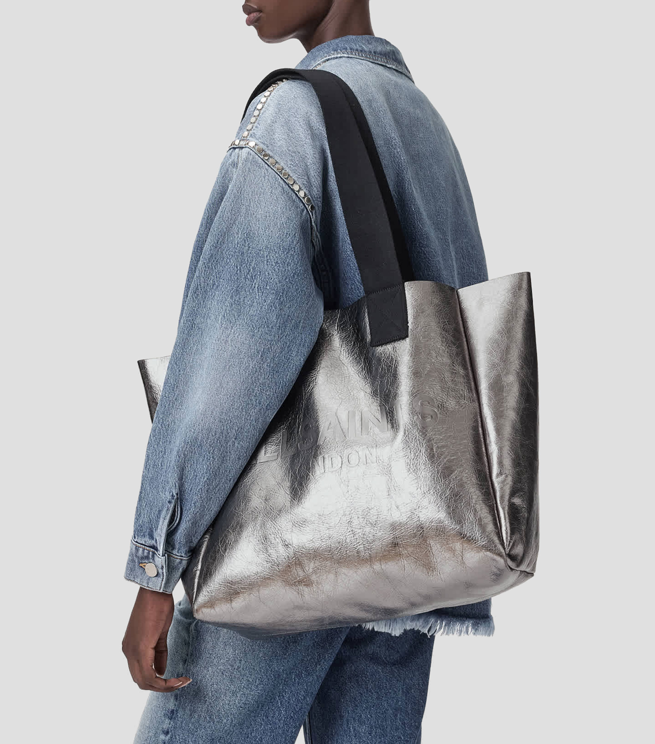 Bolsa tote Izzy Metallic en piel estampado Mujer