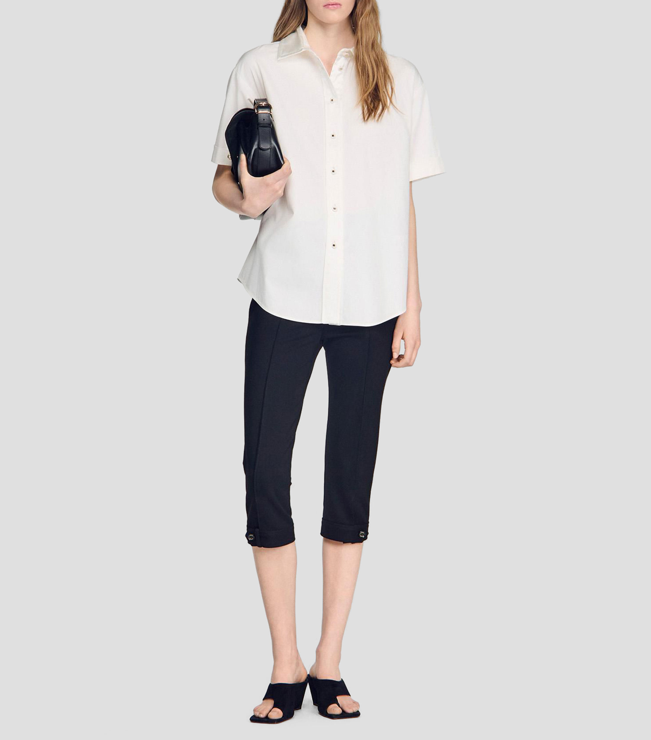 Camisa lisa manga corta Mujer