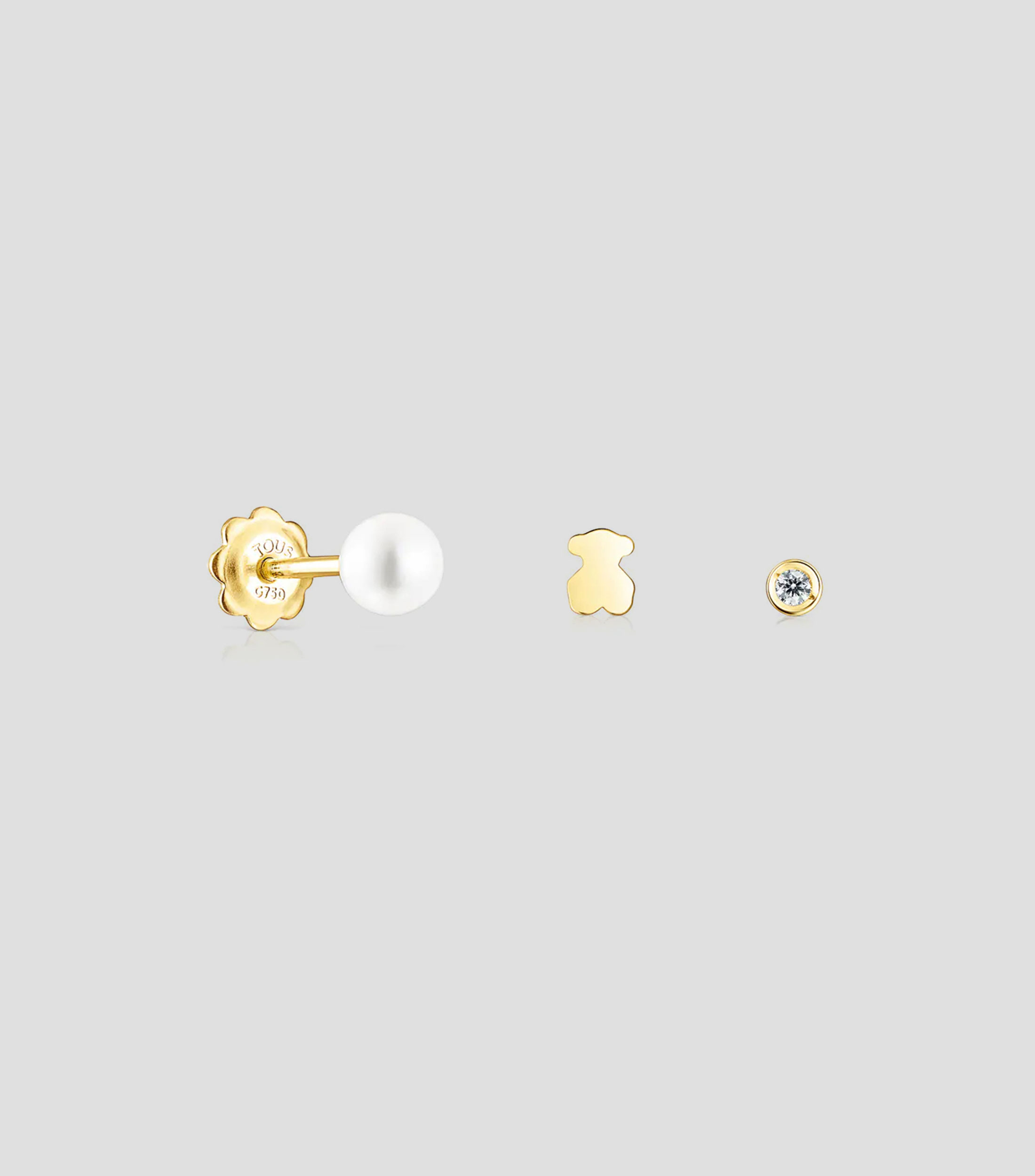 Set 3 Aretes en Oro amarillo 18 Kilates Mujer