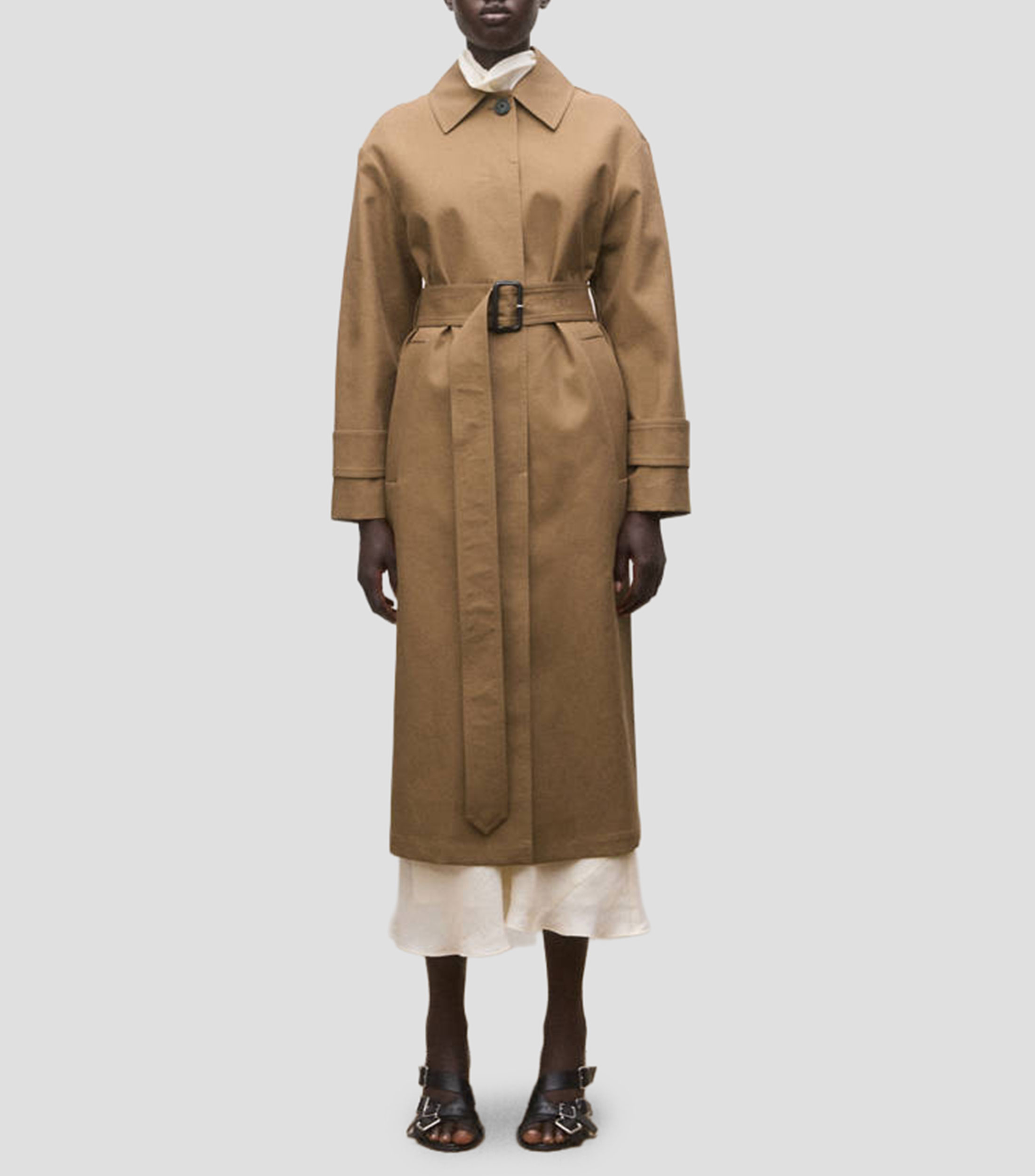 Gabardina midi con botonadura Mujer