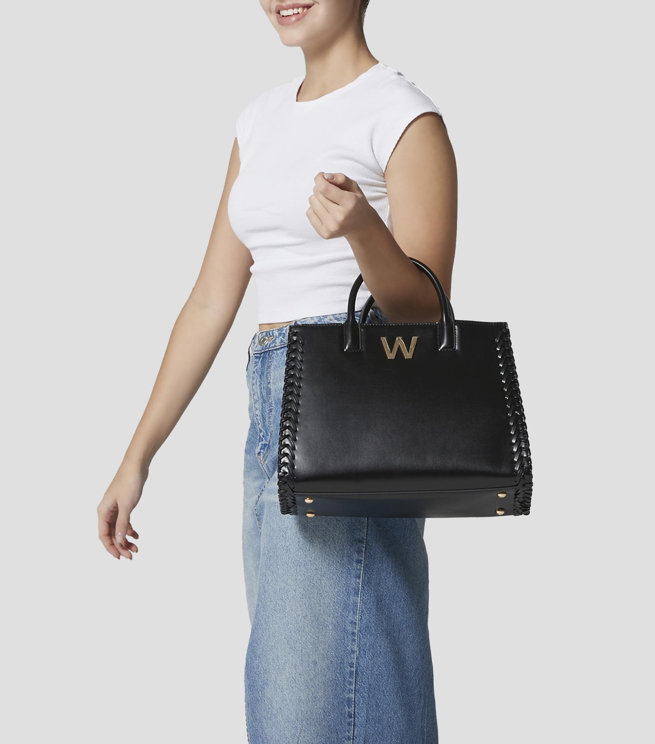 Bolso satchel con logo Mujer