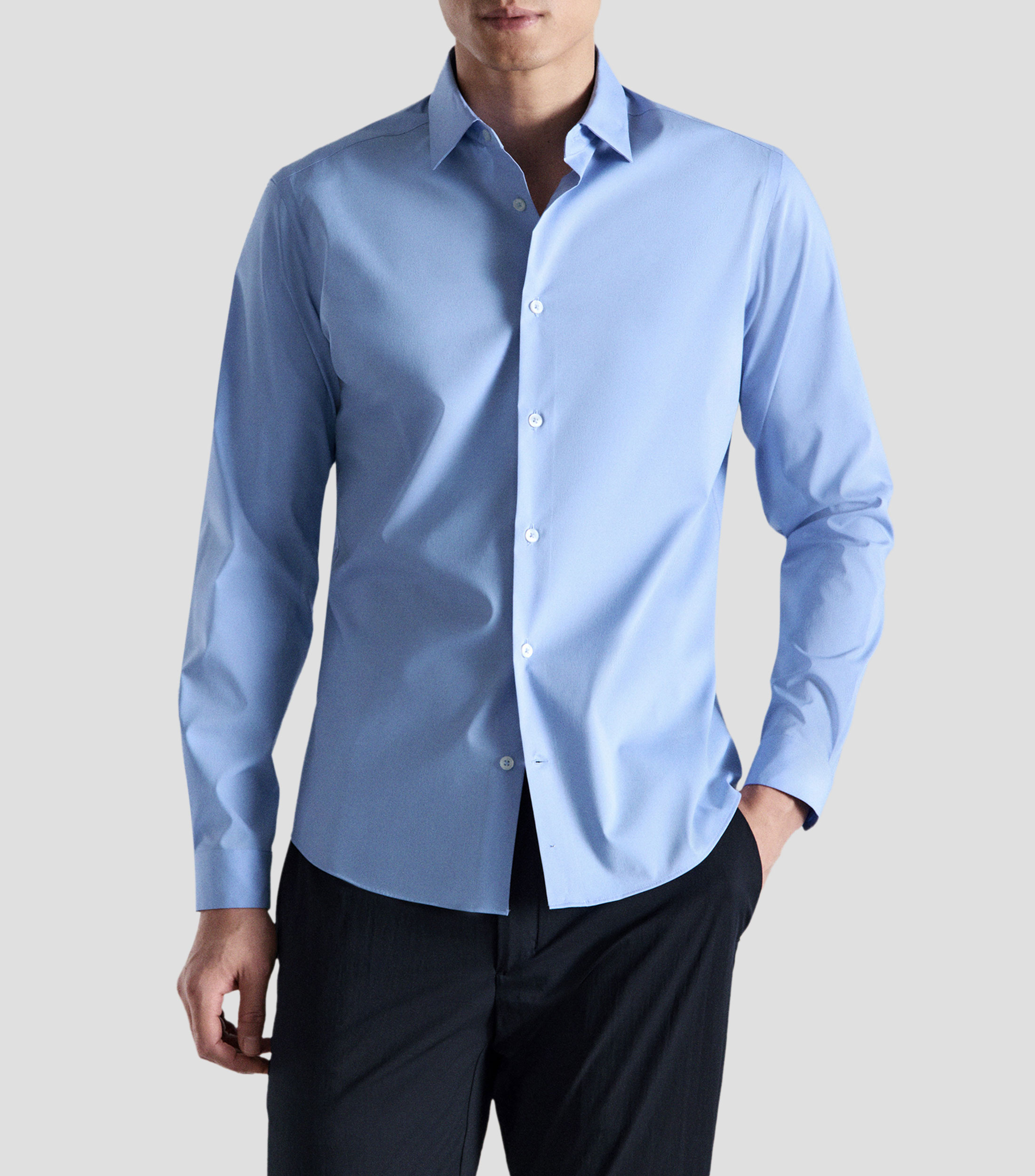 Camisa lisa manga larga Hombre