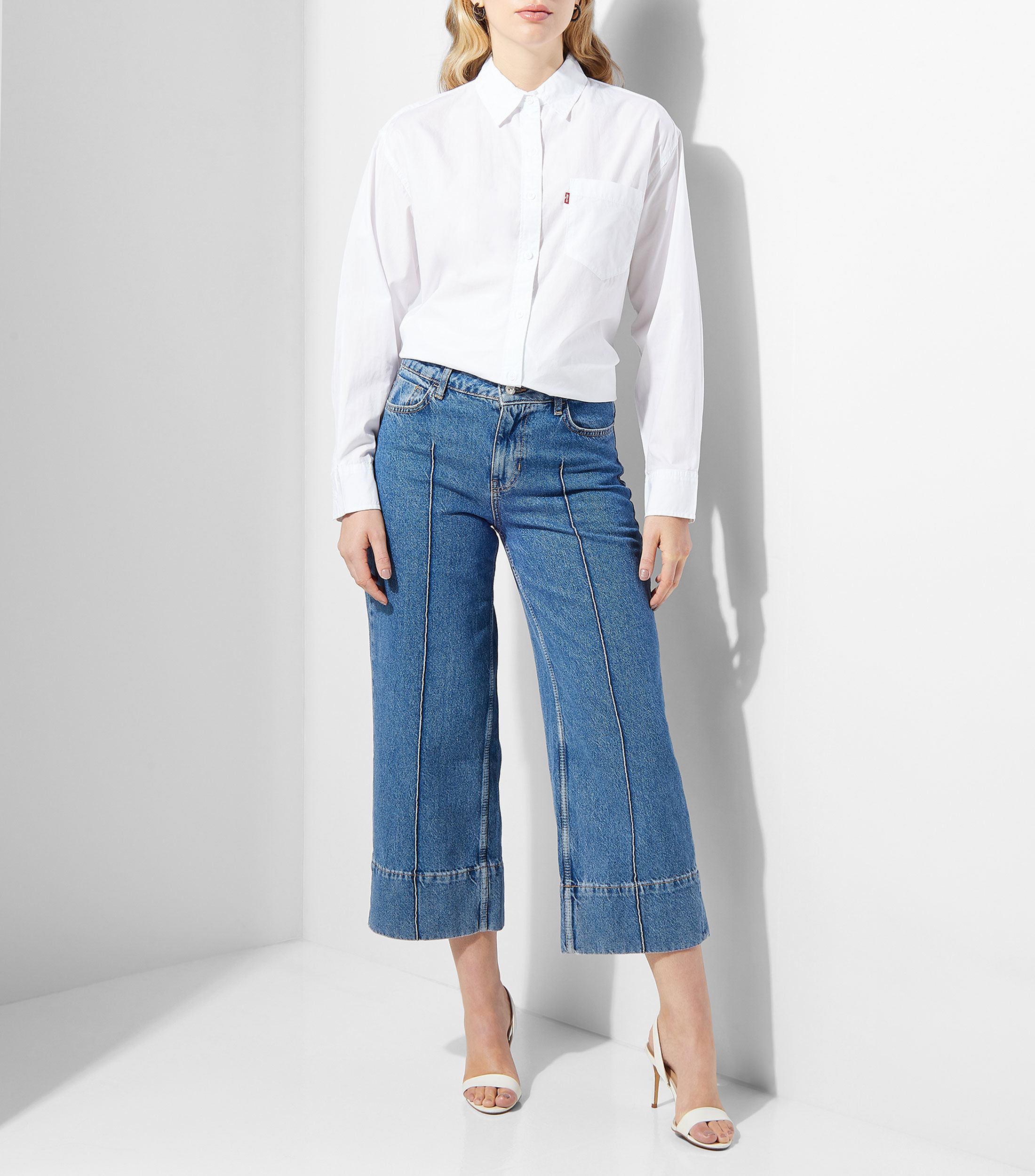 Camisa lisa de manga larga Mujer