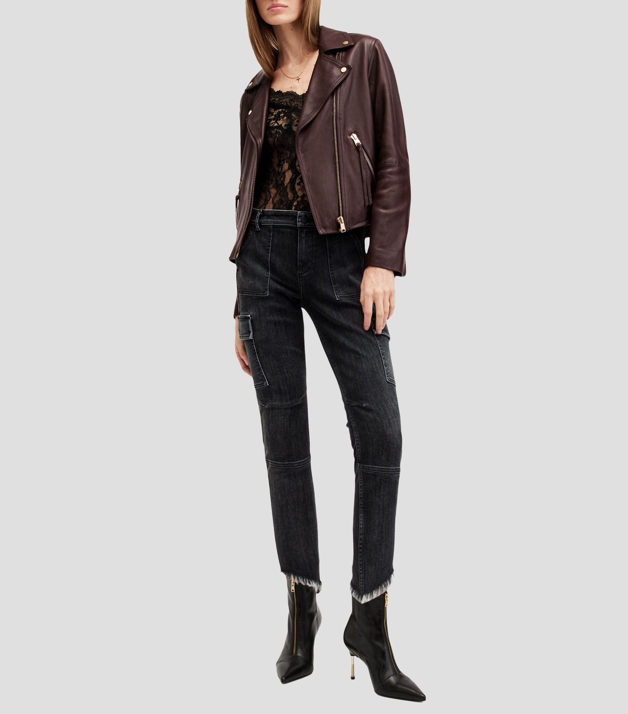 Chamarra Biker en piel Mujer