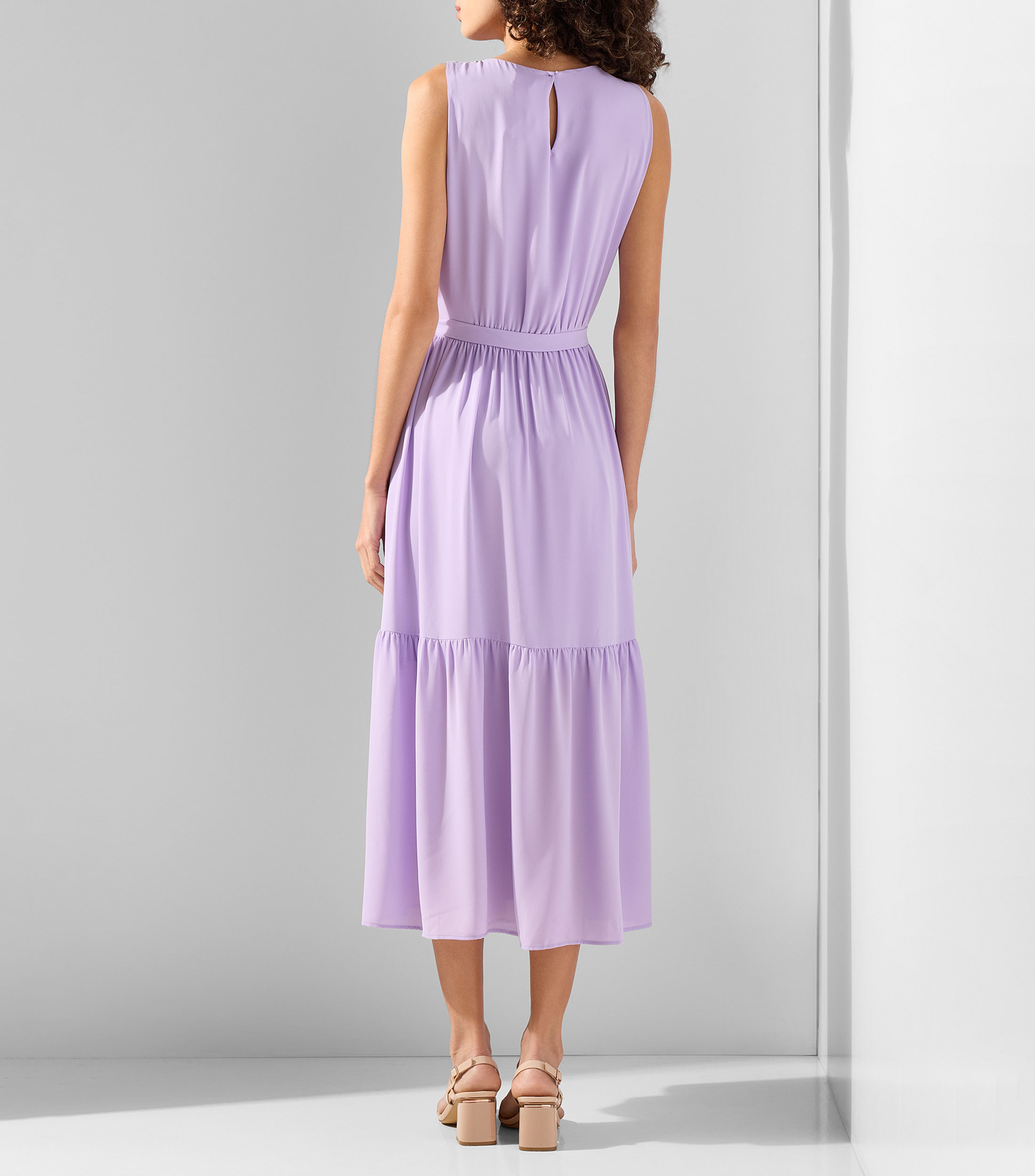 Vestido midi liso Mujer