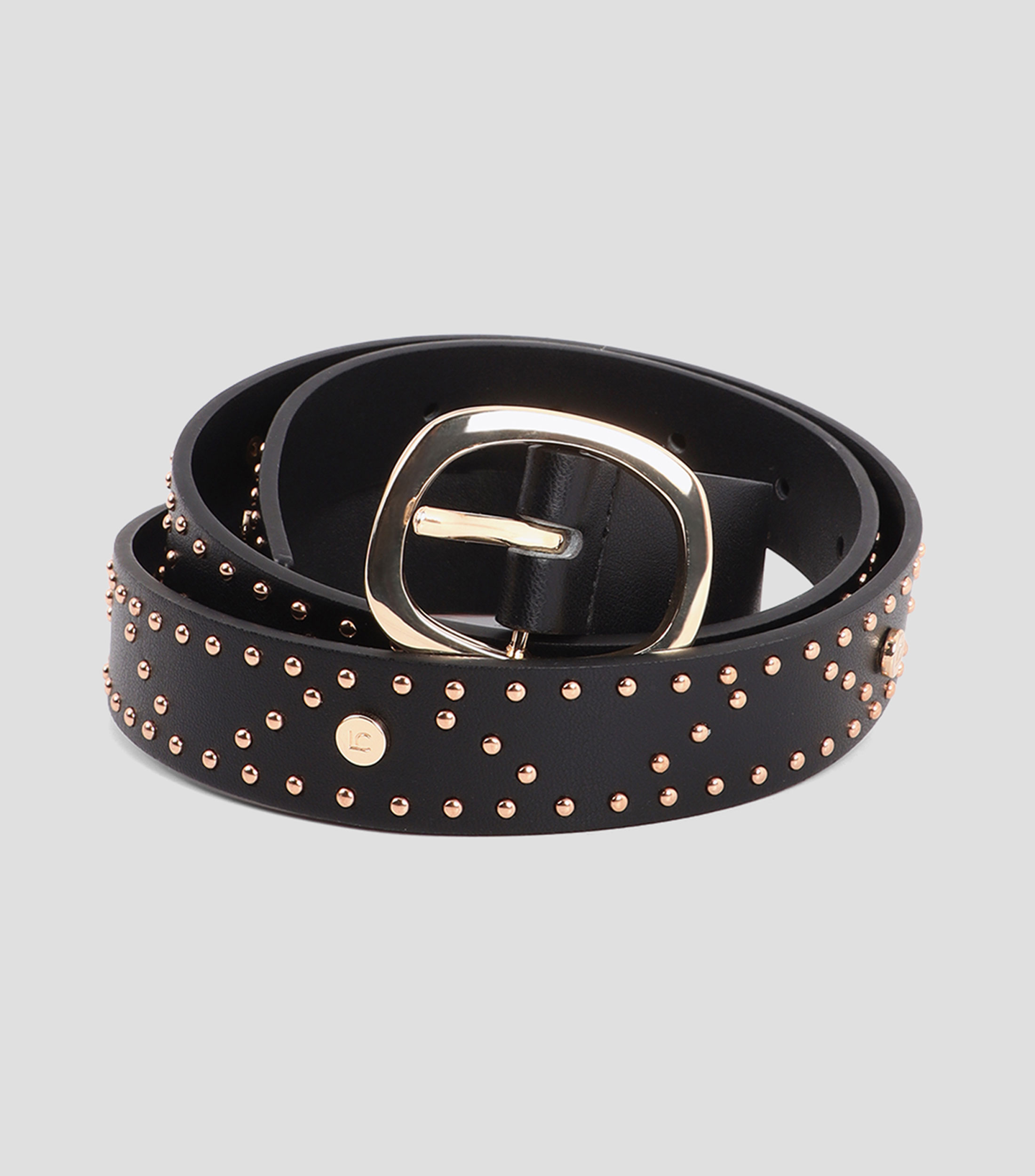 Cinturón casual negro remaches liso Mujer