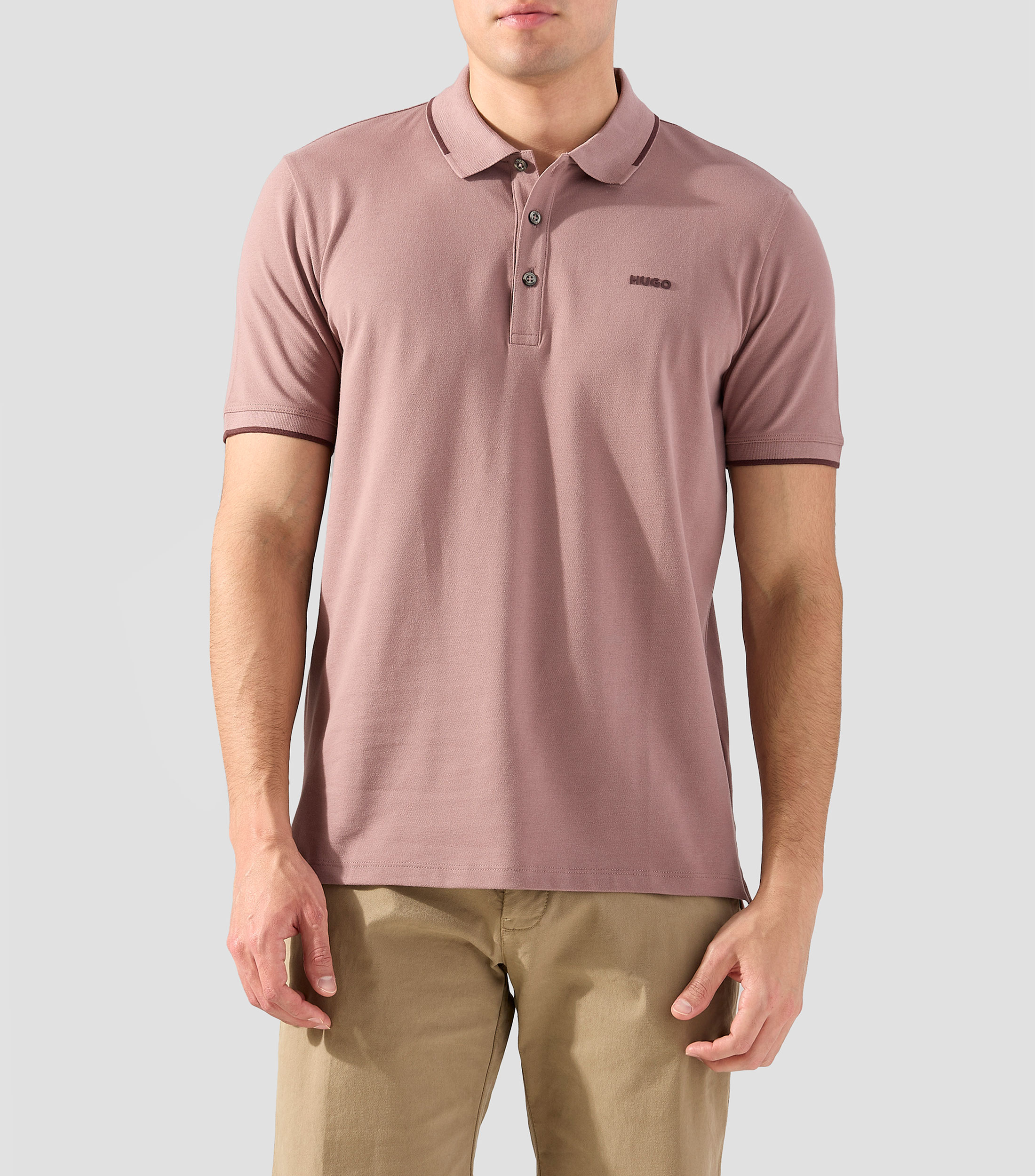 Playera tipo polo manga corta lisa Hombre
