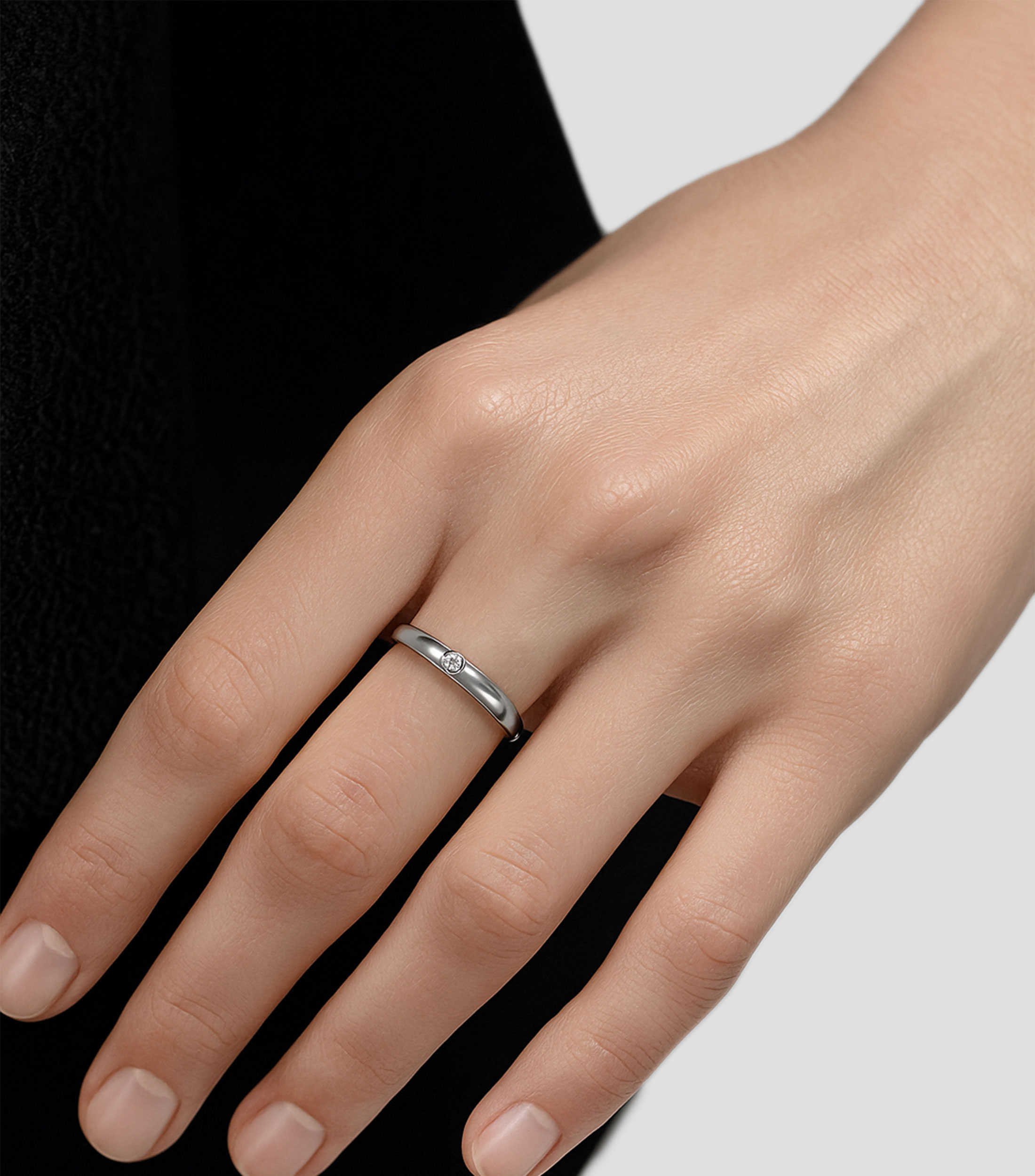 Anillo en oro blanco de 18 Kts Compromiso Talla 13 Mujer