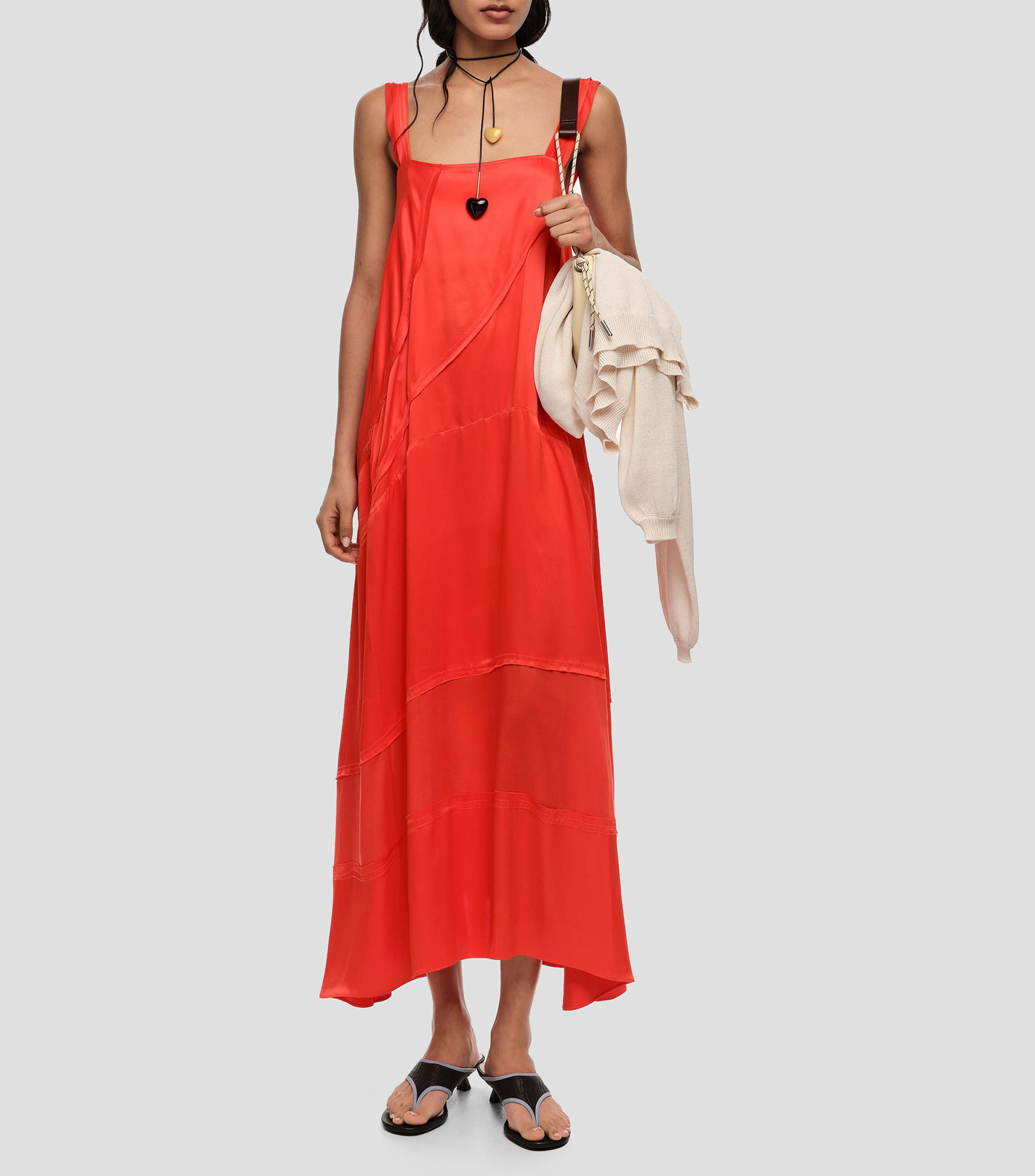 Vestido línea A vuelo rojo Mujer