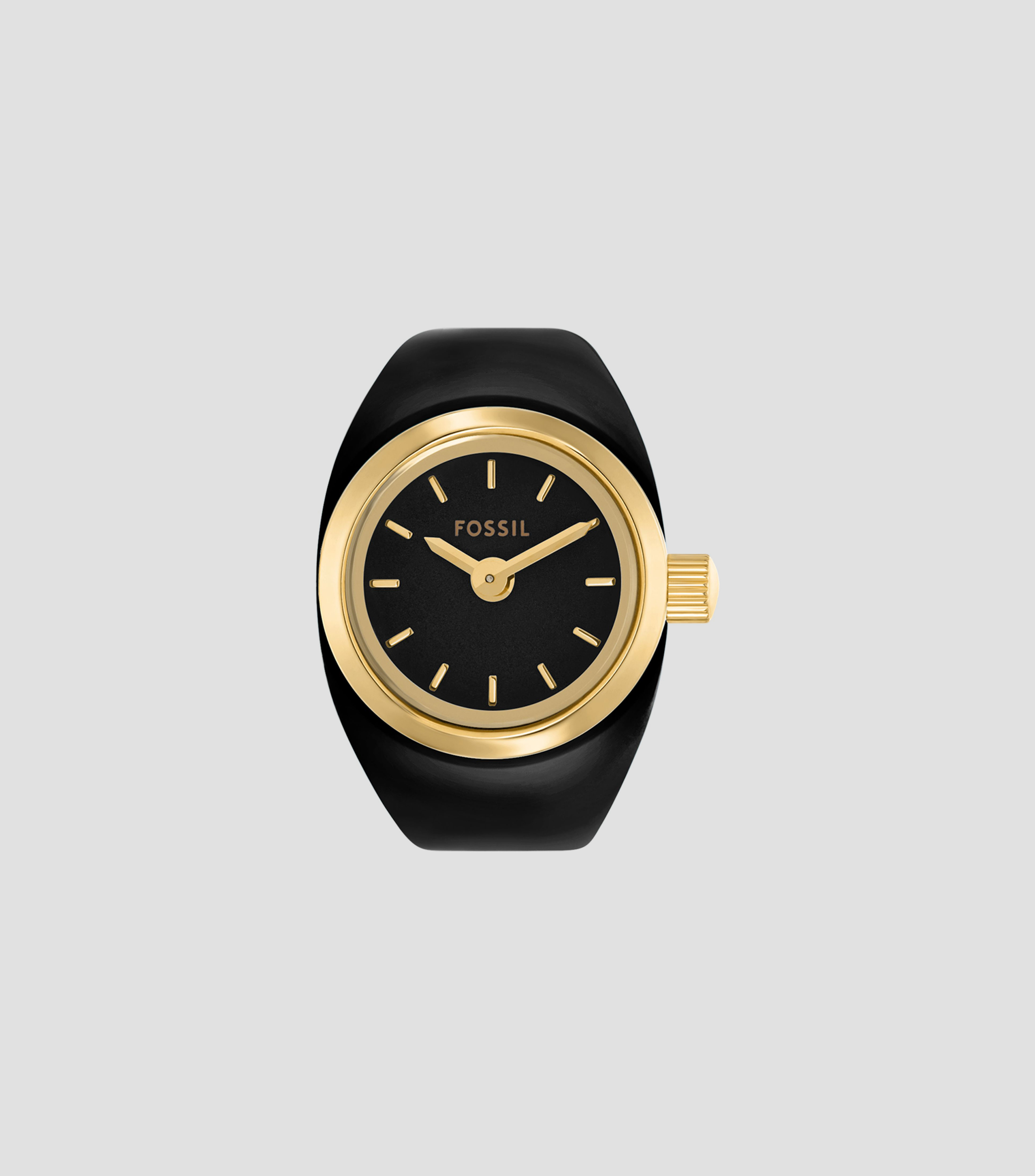 Reloj Anillo para Mujer Casual Negro, Dorado