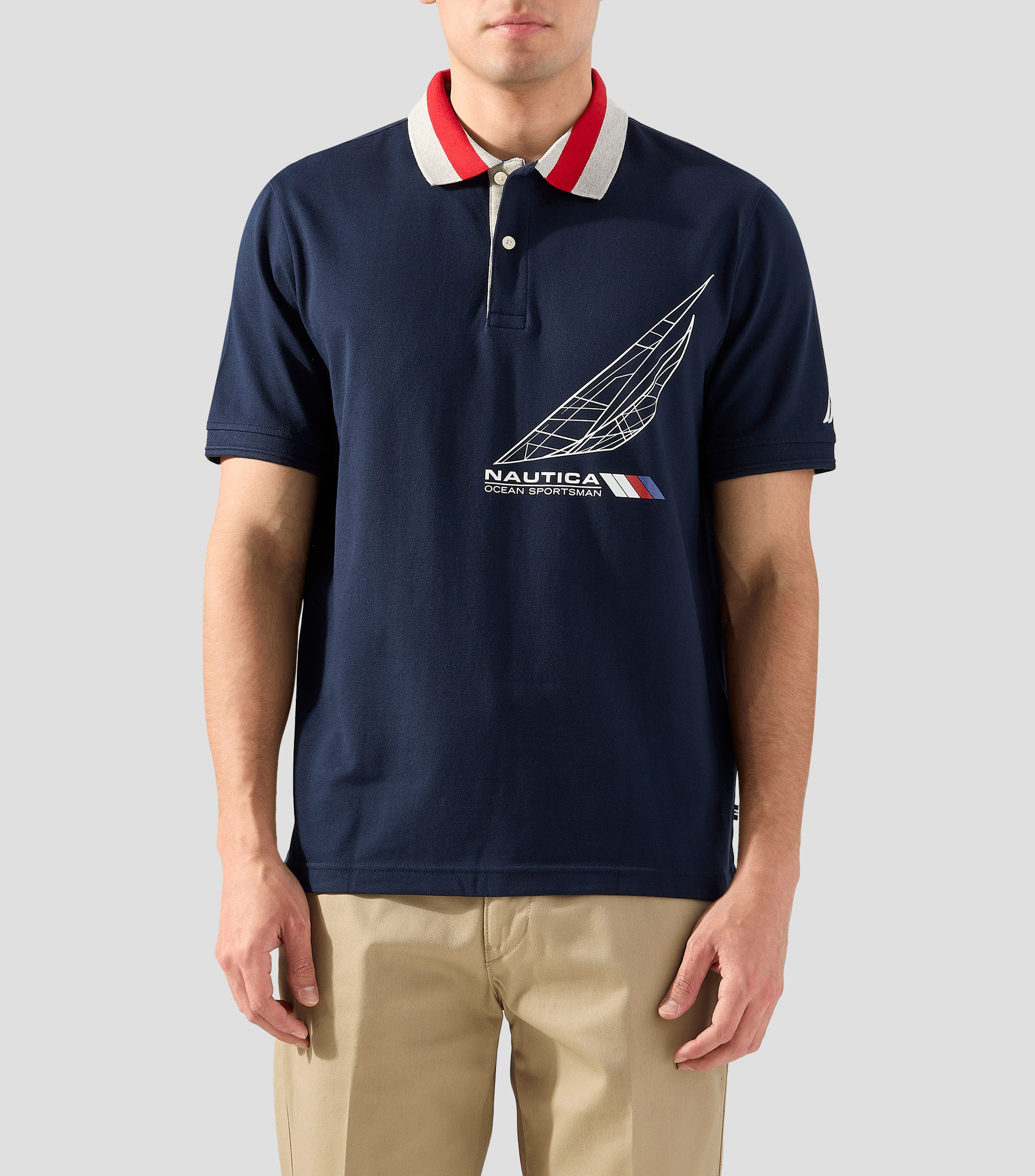 Playera tipo polo manga corta estampada Hombre