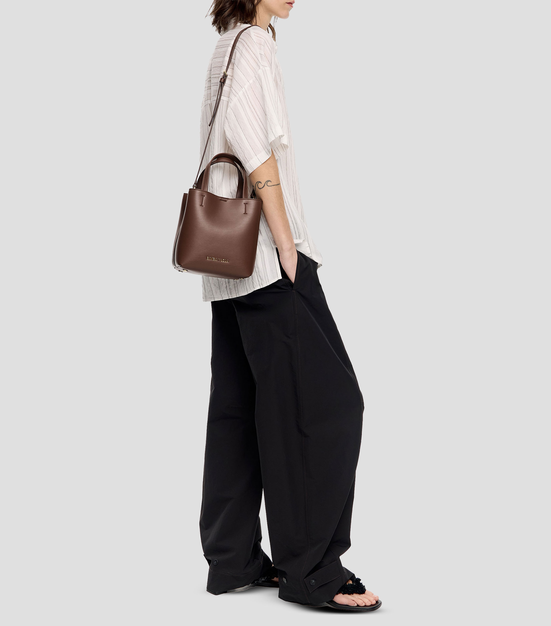 Bolsa Tote en piel moca Mujer