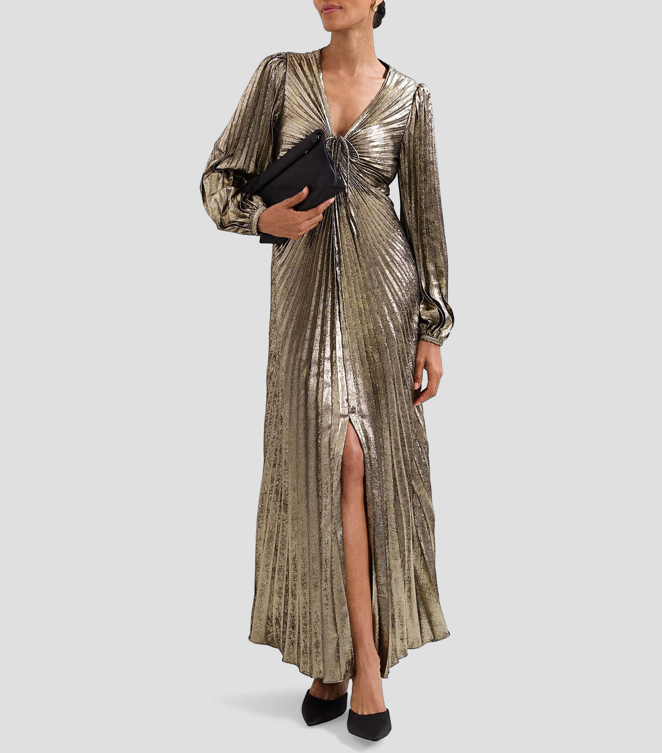 Vestido maxi manga larga liso Mujer