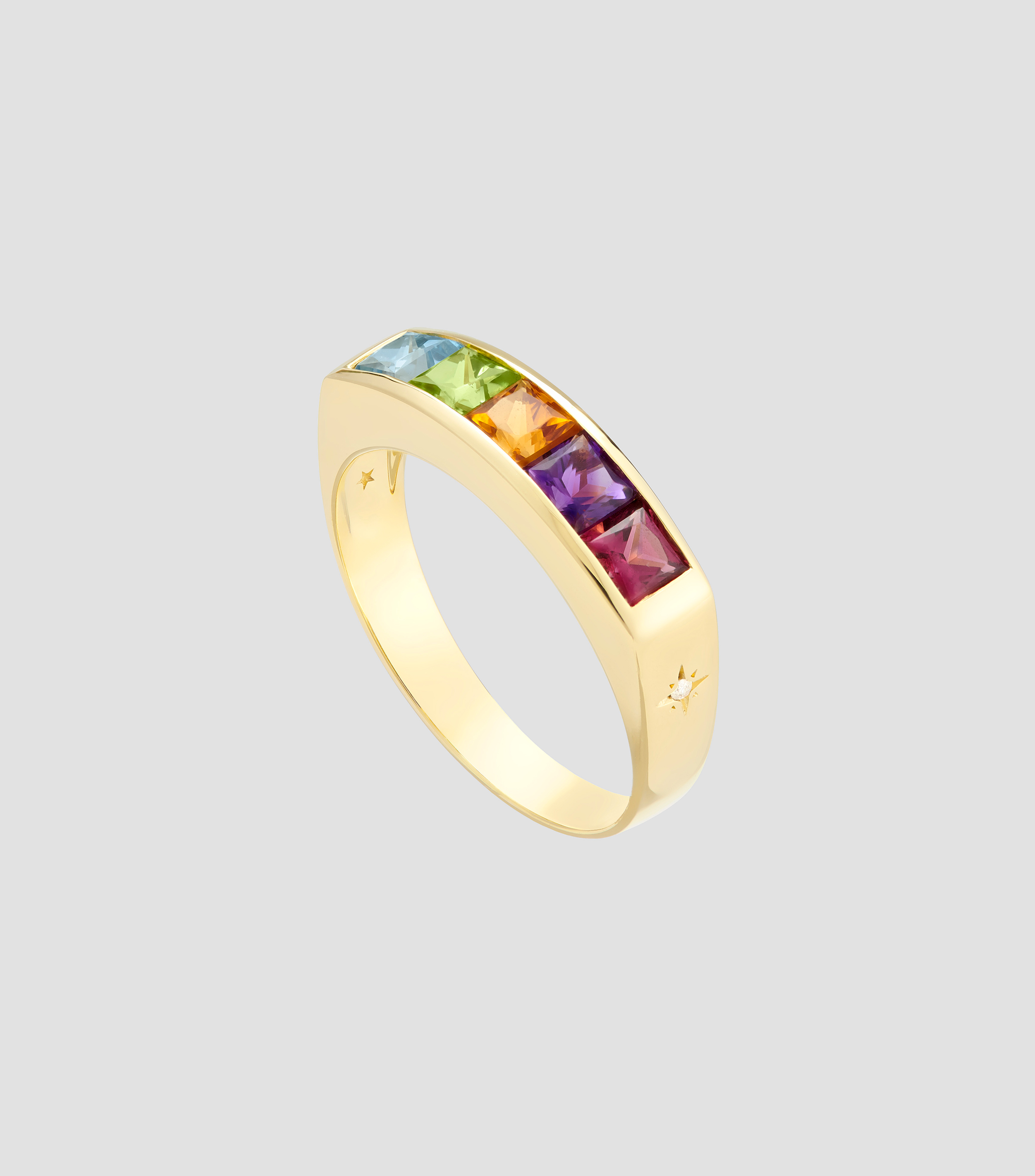 Anillo media alianza en Oro amarillo de 18 Kilates Mujer
