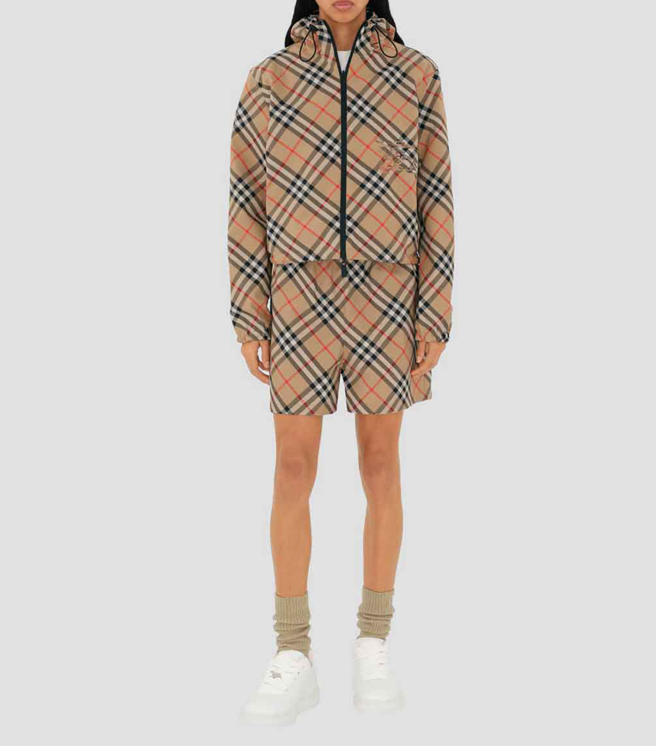 Chamarra reversible check Mujer
