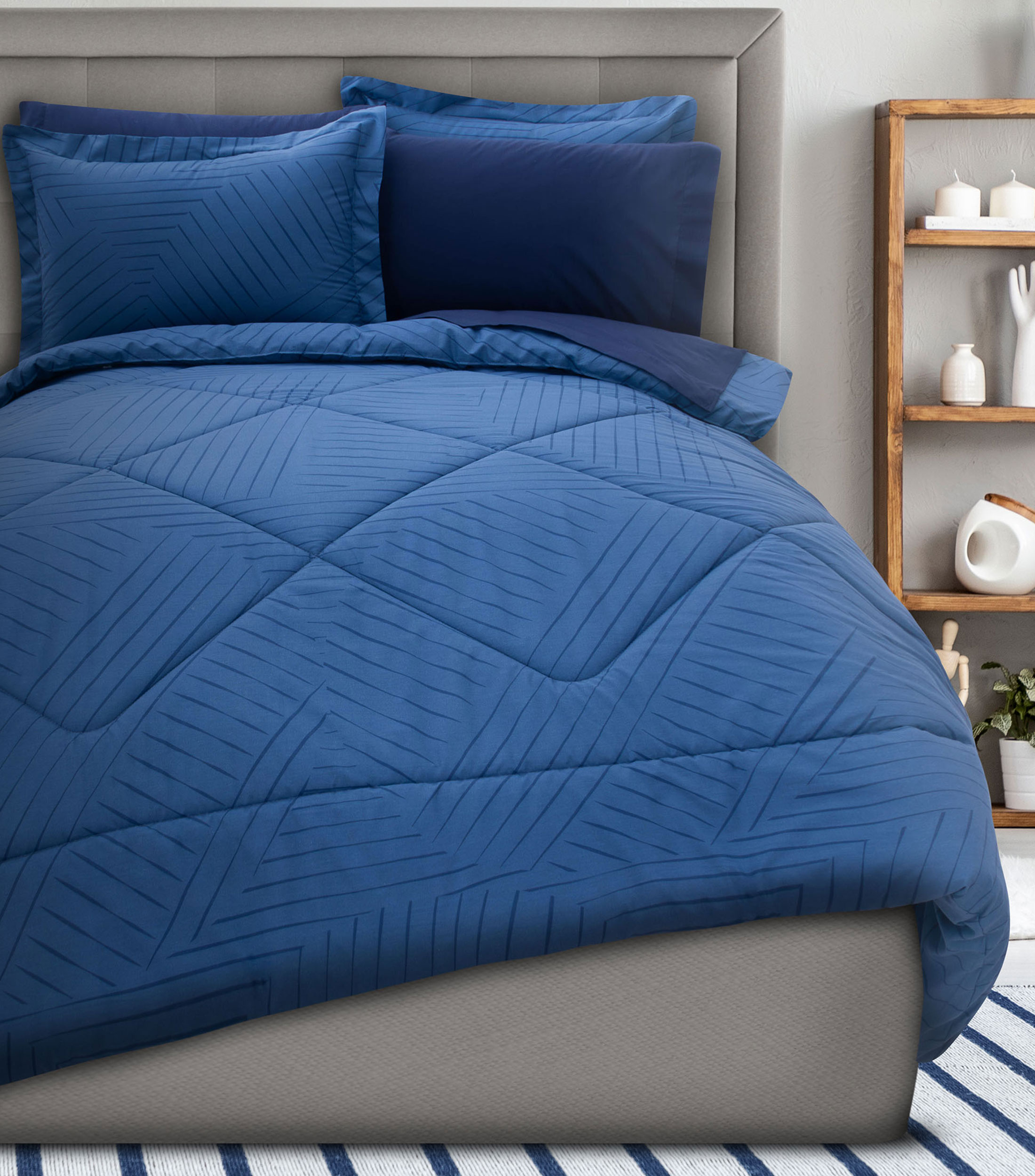 Juego de cama individual en algodón Wilbur azul